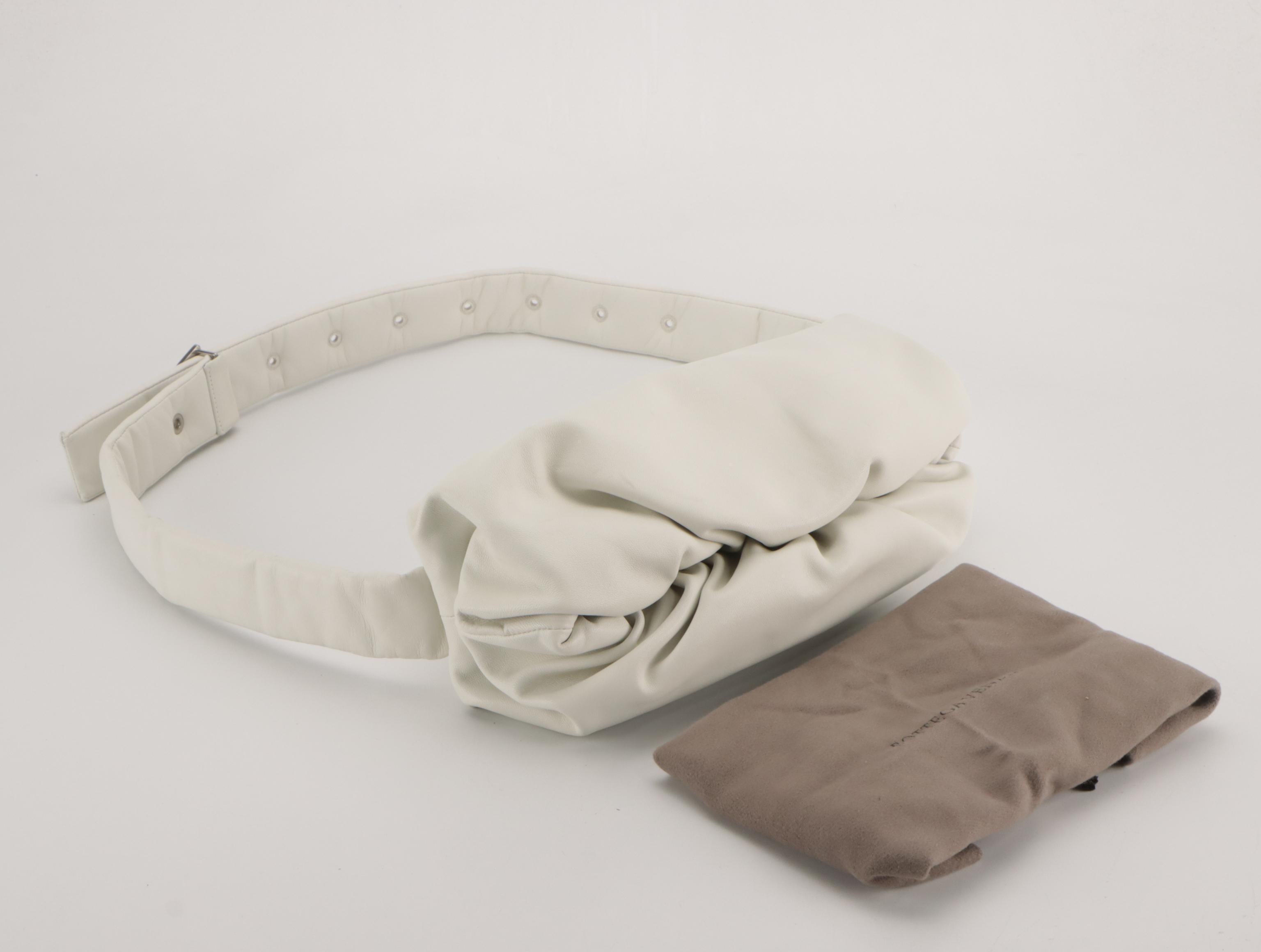 Bottega Veneta Belt Pouch Bag in White Calfskin Leather