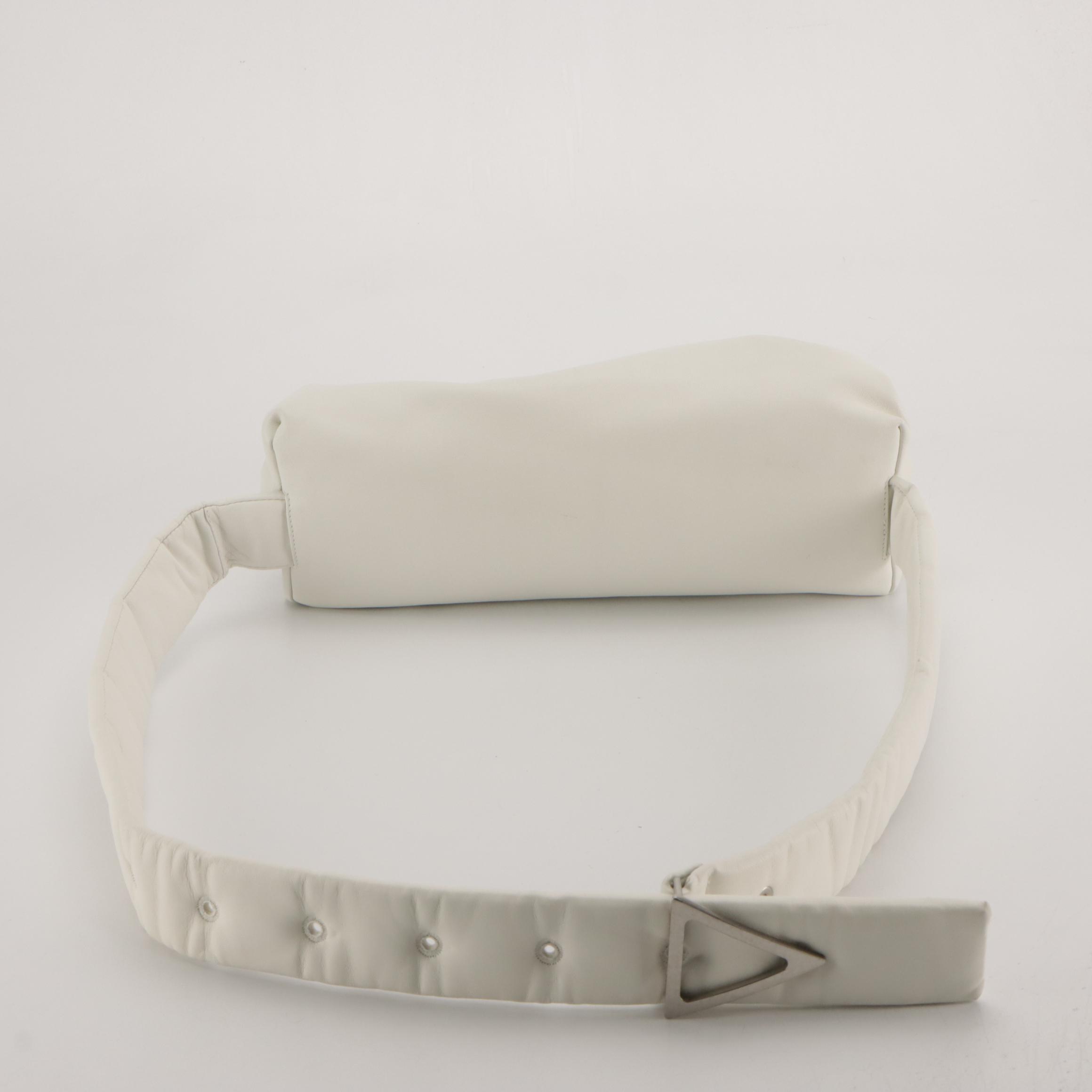 Bottega Veneta Belt Pouch Bag in White Calfskin Leather