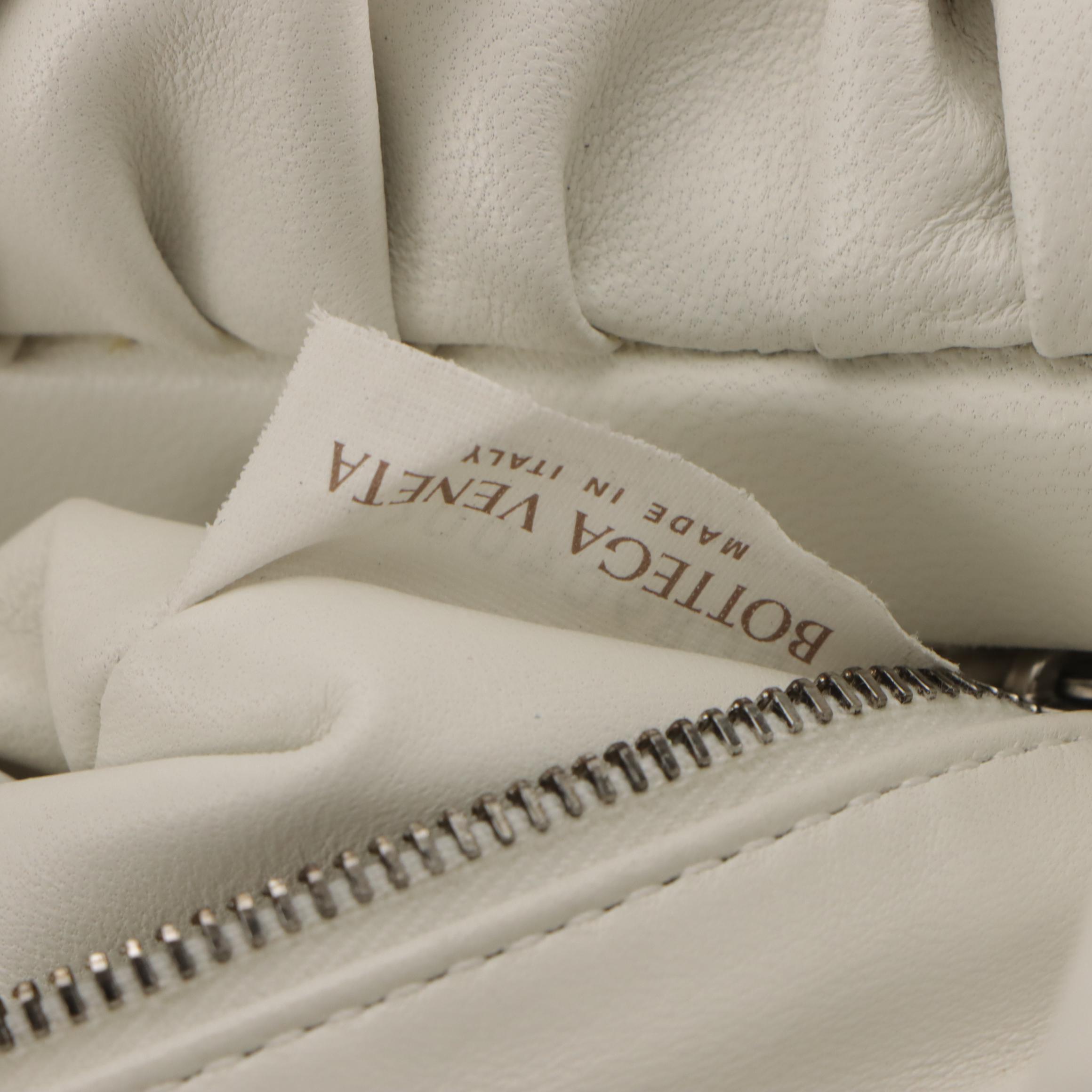 Bottega Veneta Belt Pouch Bag in White Calfskin Leather