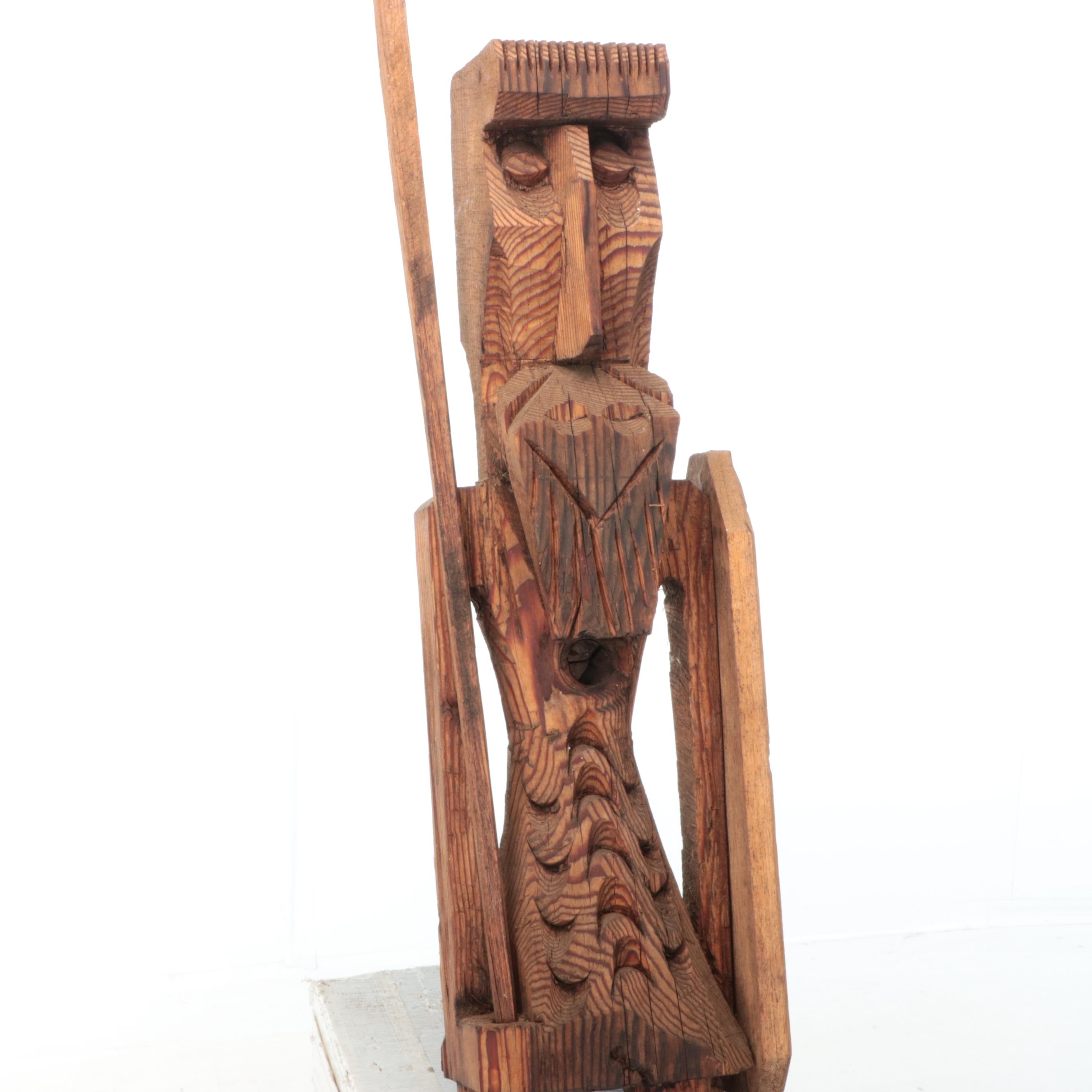 Chainsaw Sculpture Carved Wood Don Quixote