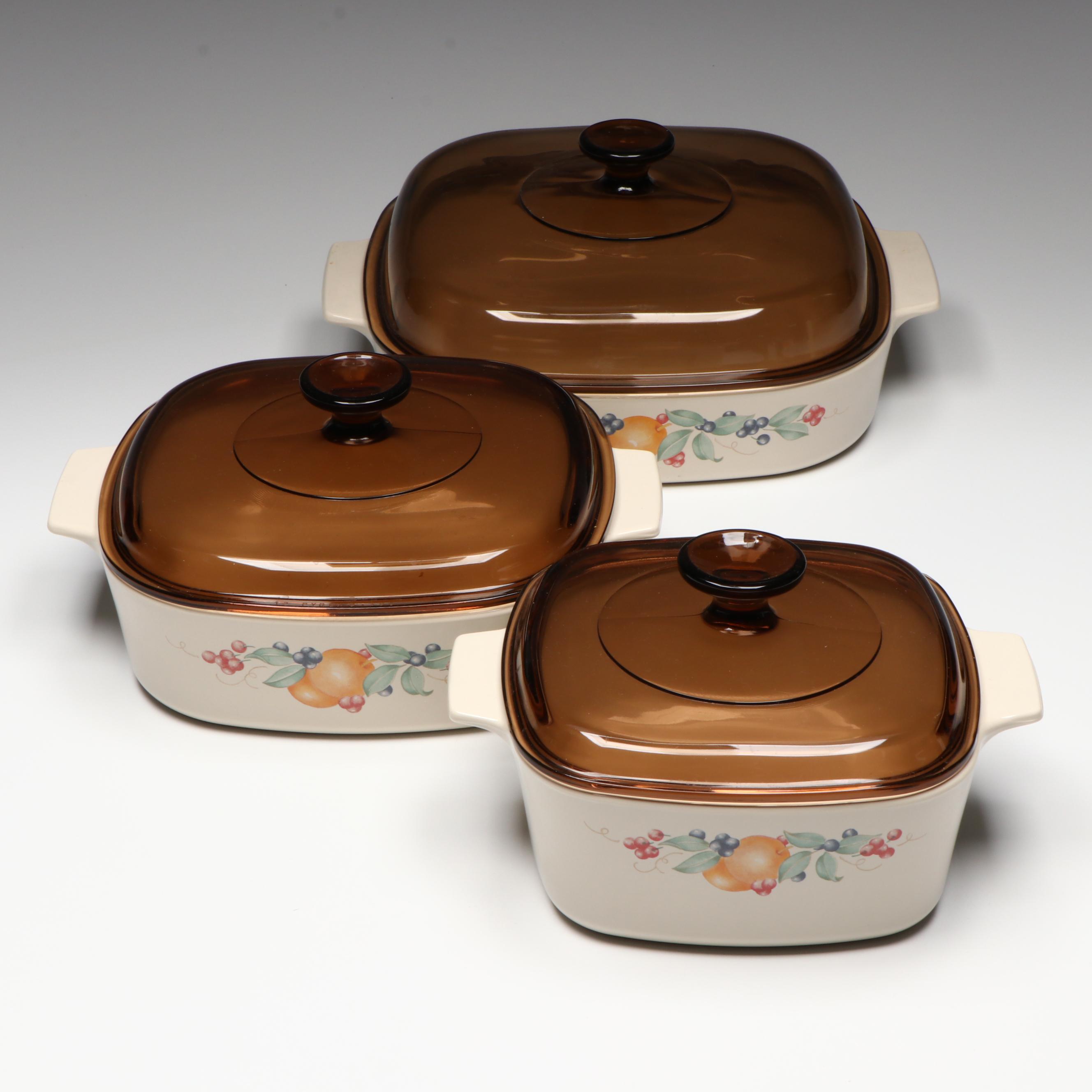 Corning Ware "Abundance" Casserole Dishes with Pyrex Glass Lids