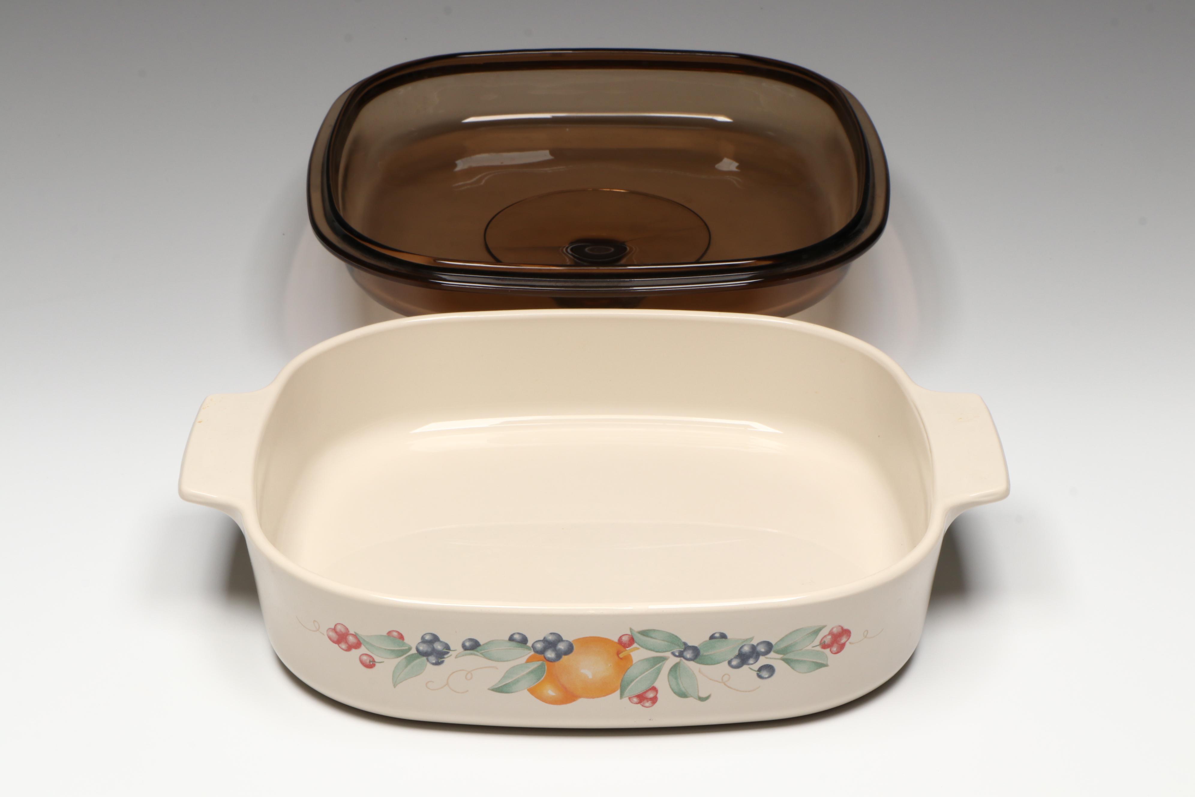 Corning Ware "Abundance" Casserole Dishes with Pyrex Glass Lids