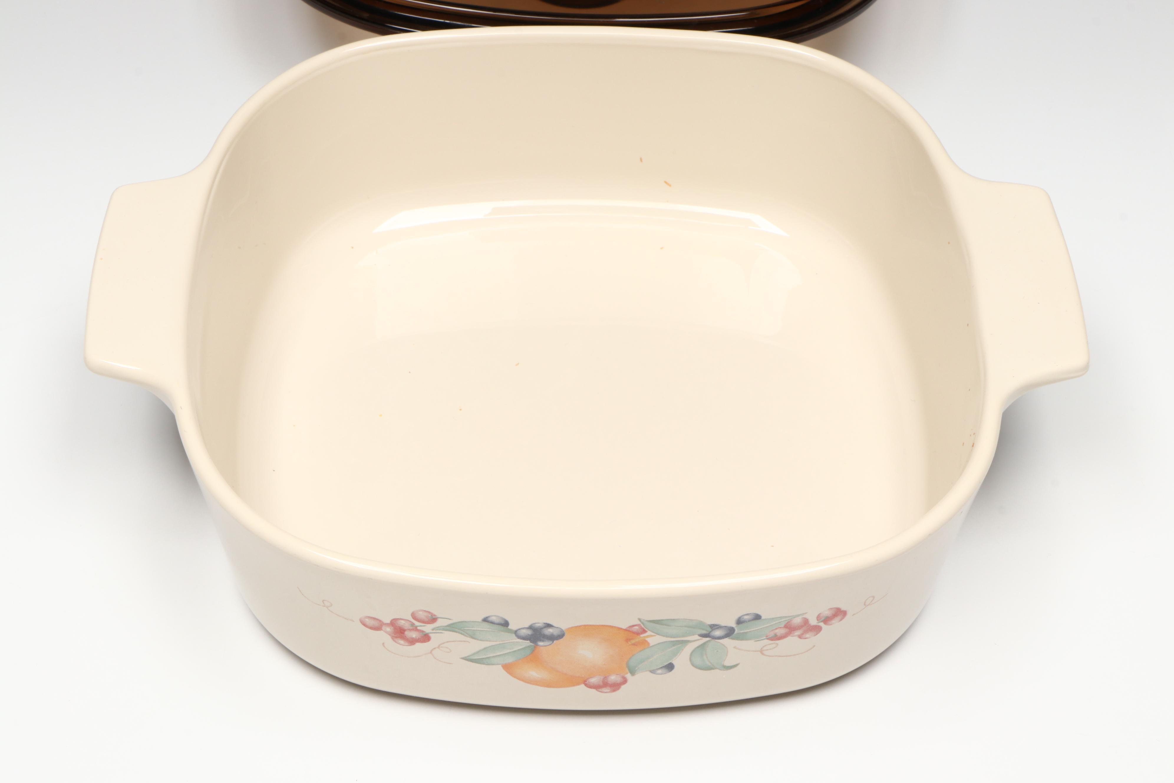 Corning Ware "Abundance" Casserole Dishes with Pyrex Glass Lids
