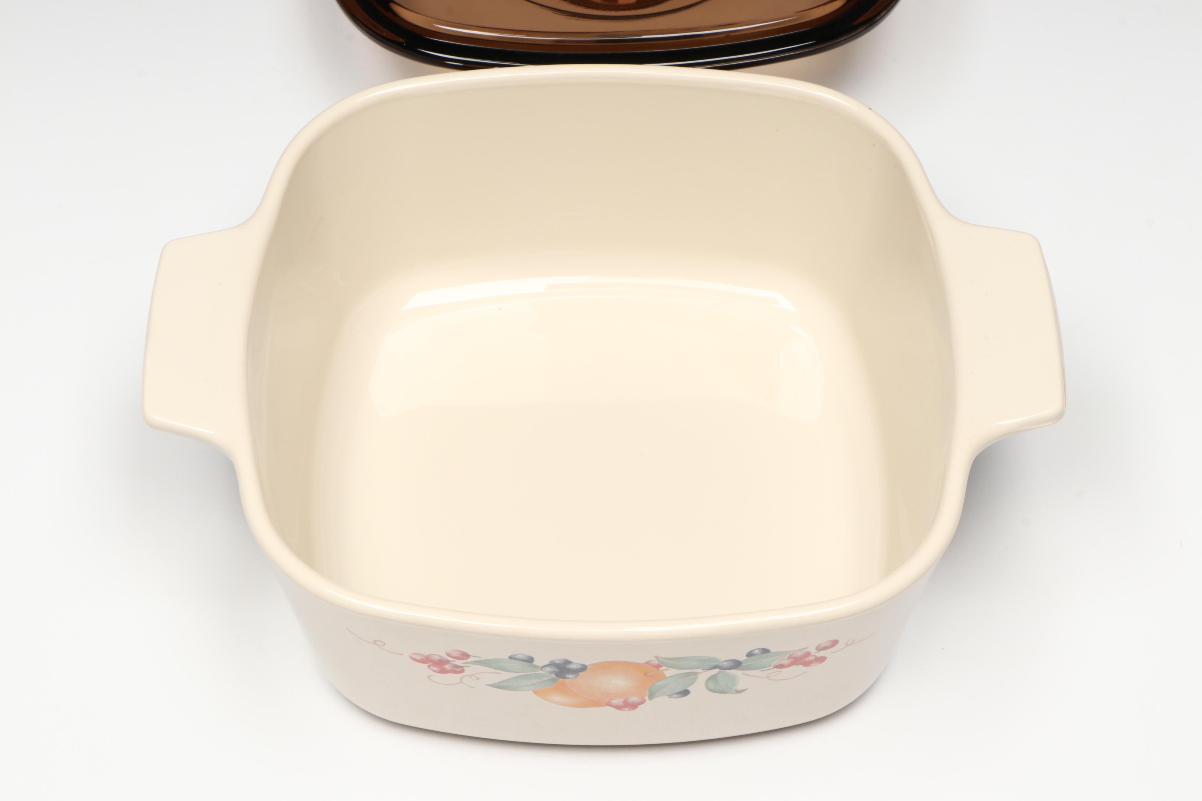 Corning Ware "Abundance" Casserole Dishes with Pyrex Glass Lids