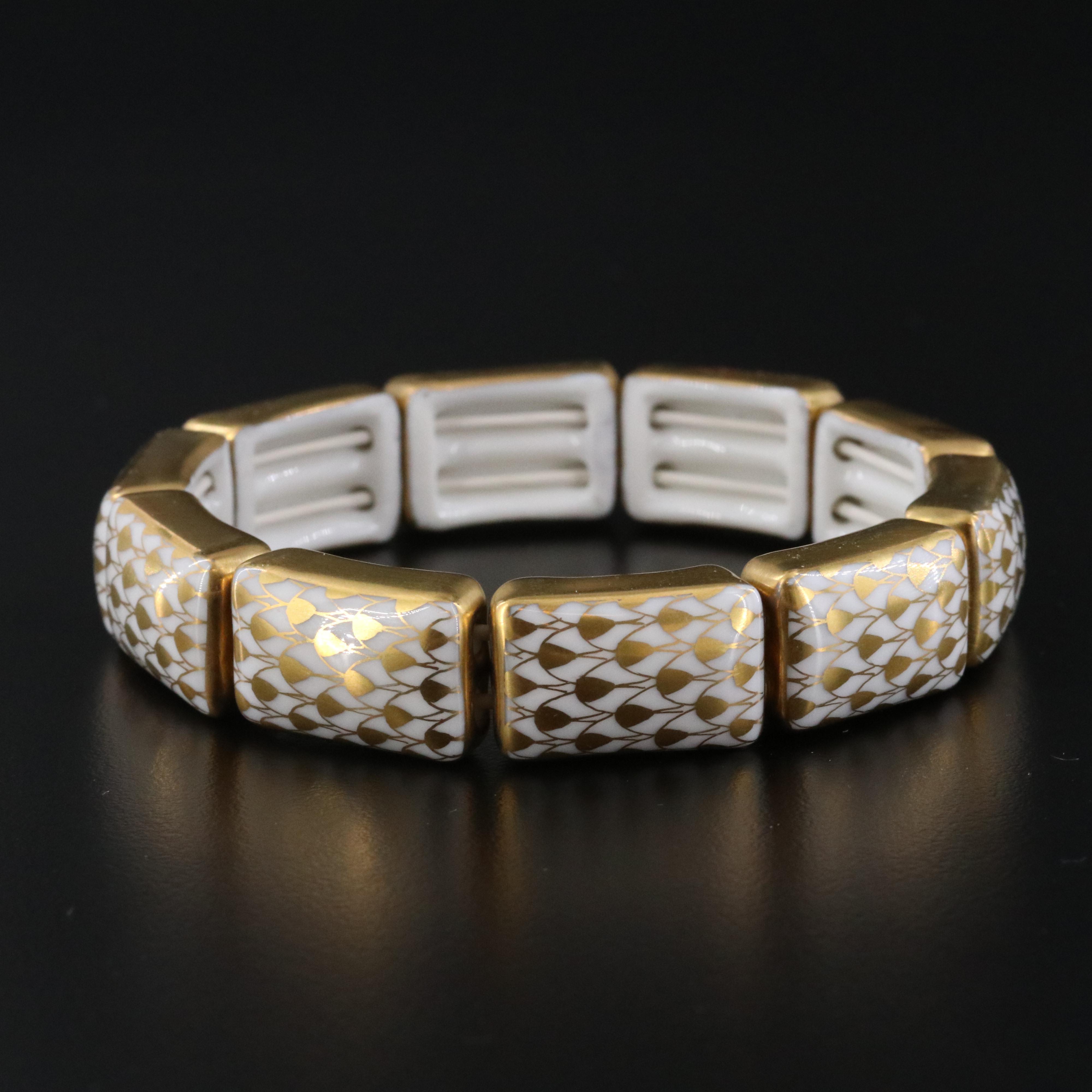 Herend Porcelain Ten-Link Fishnet Bracelet