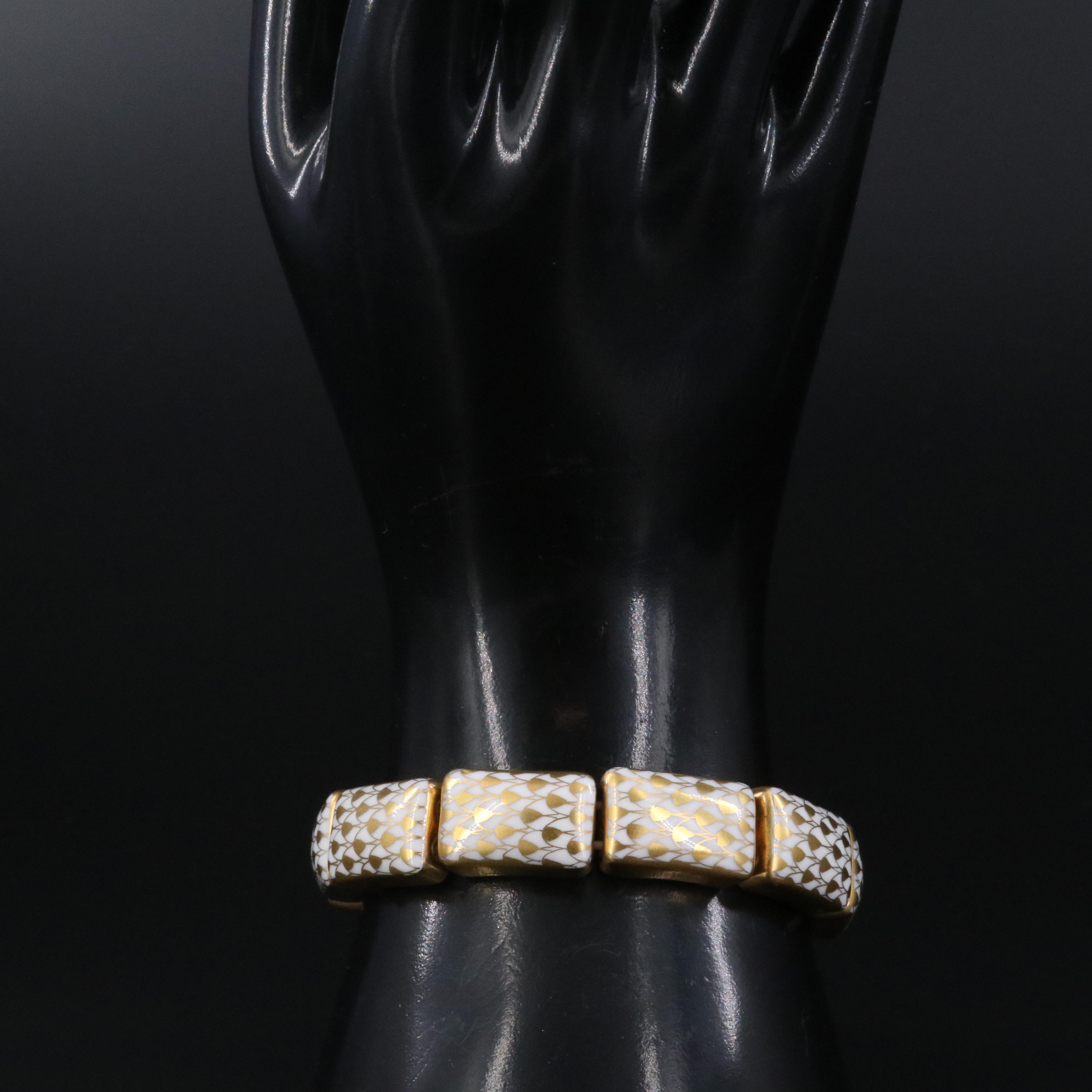 Herend Porcelain Ten-Link Fishnet Bracelet