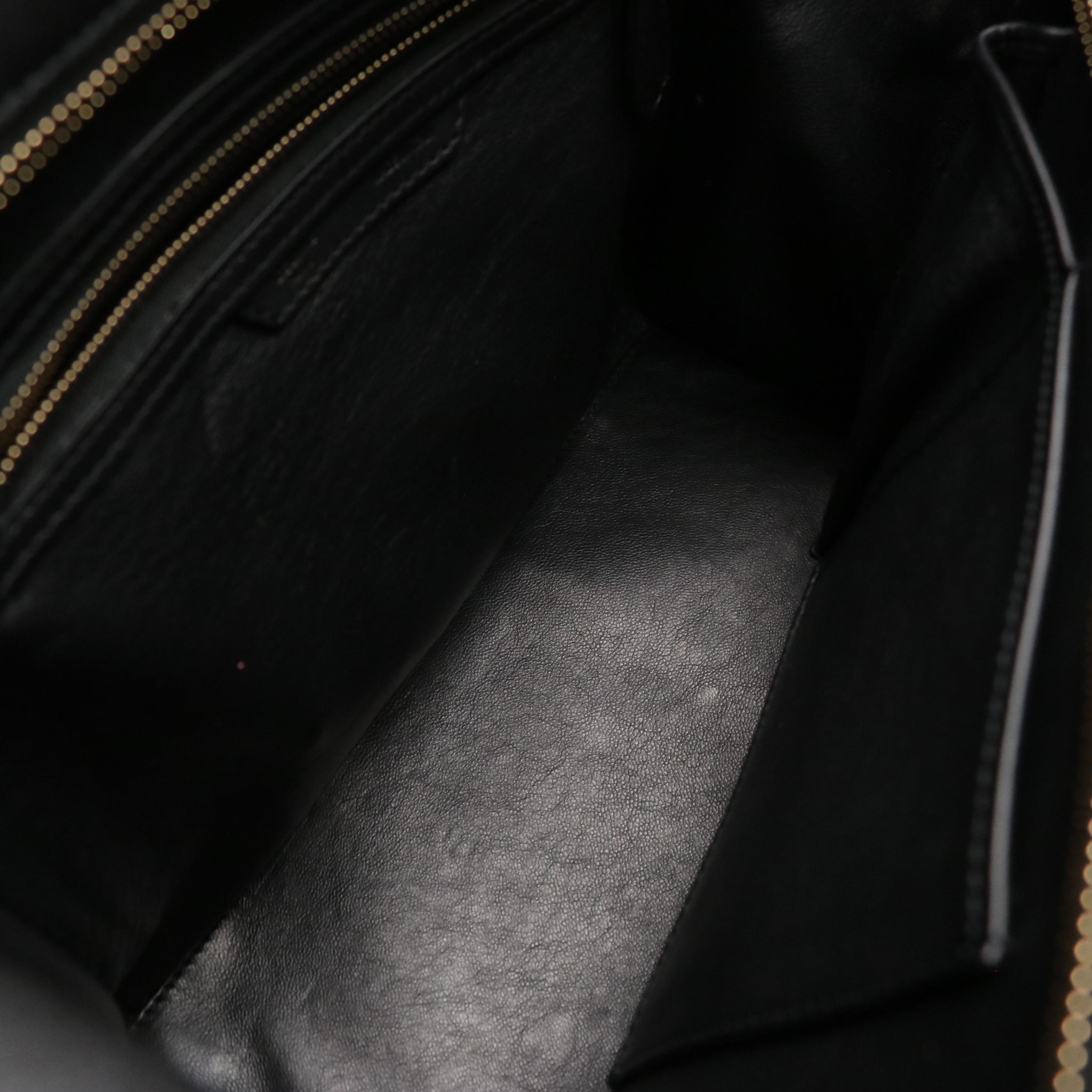 Céline Blue and Brown Pony Hair and Black Calfskin Leather Mini Luggage Tote