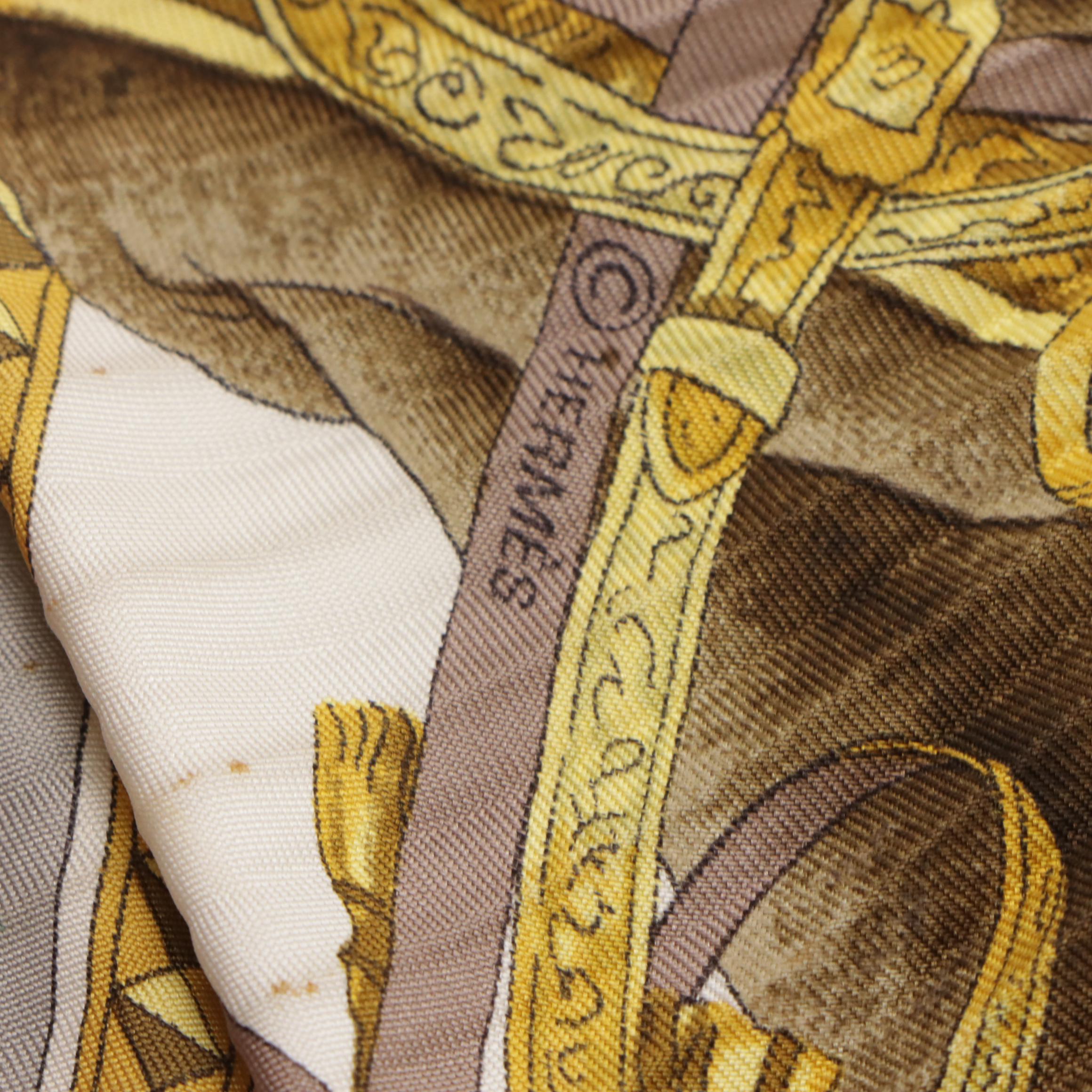 Hermès "Présentation de Chevaux" Plissé Scarf 90 in Silk Twill