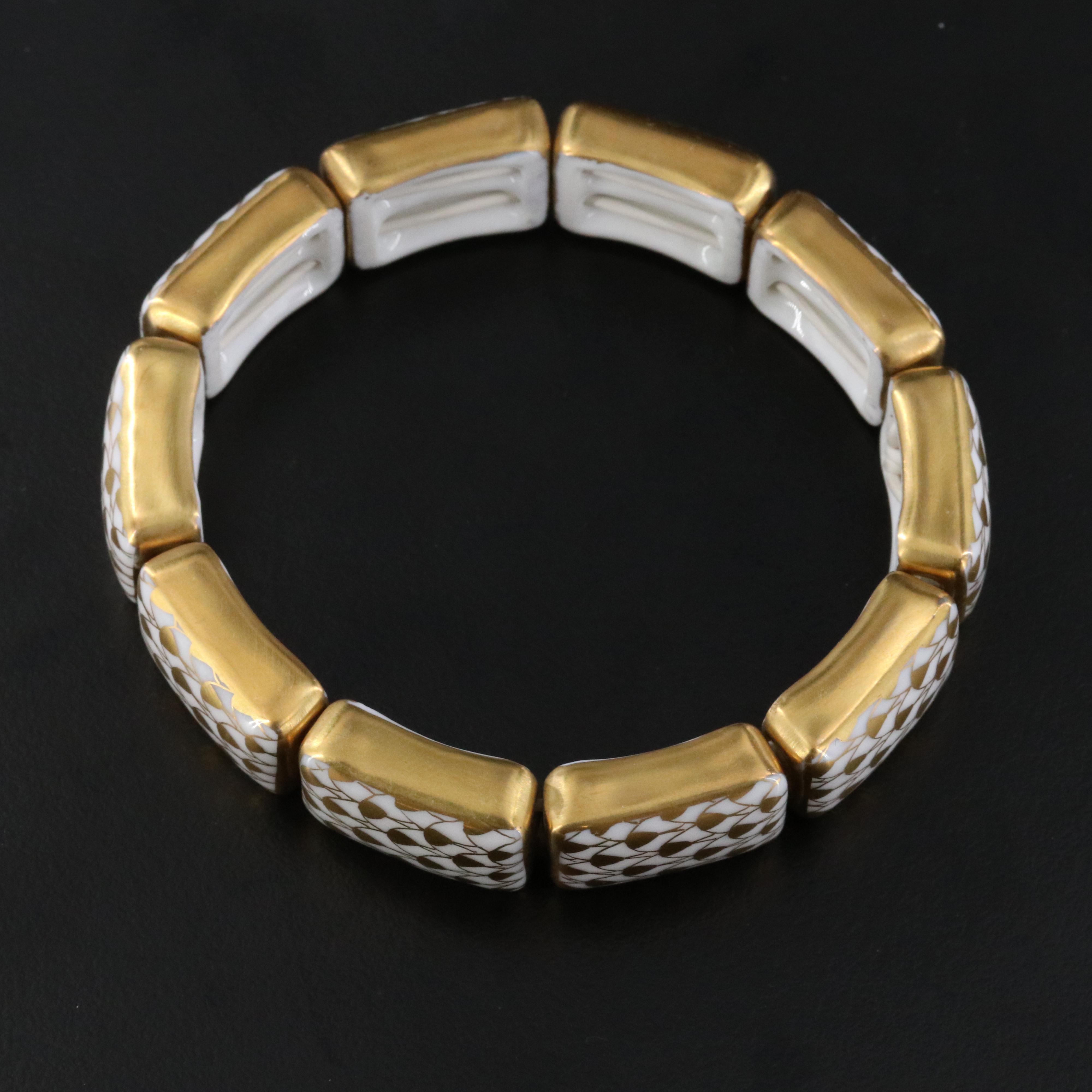 Herend Porcelain Ten-Link Fishnet Bracelet