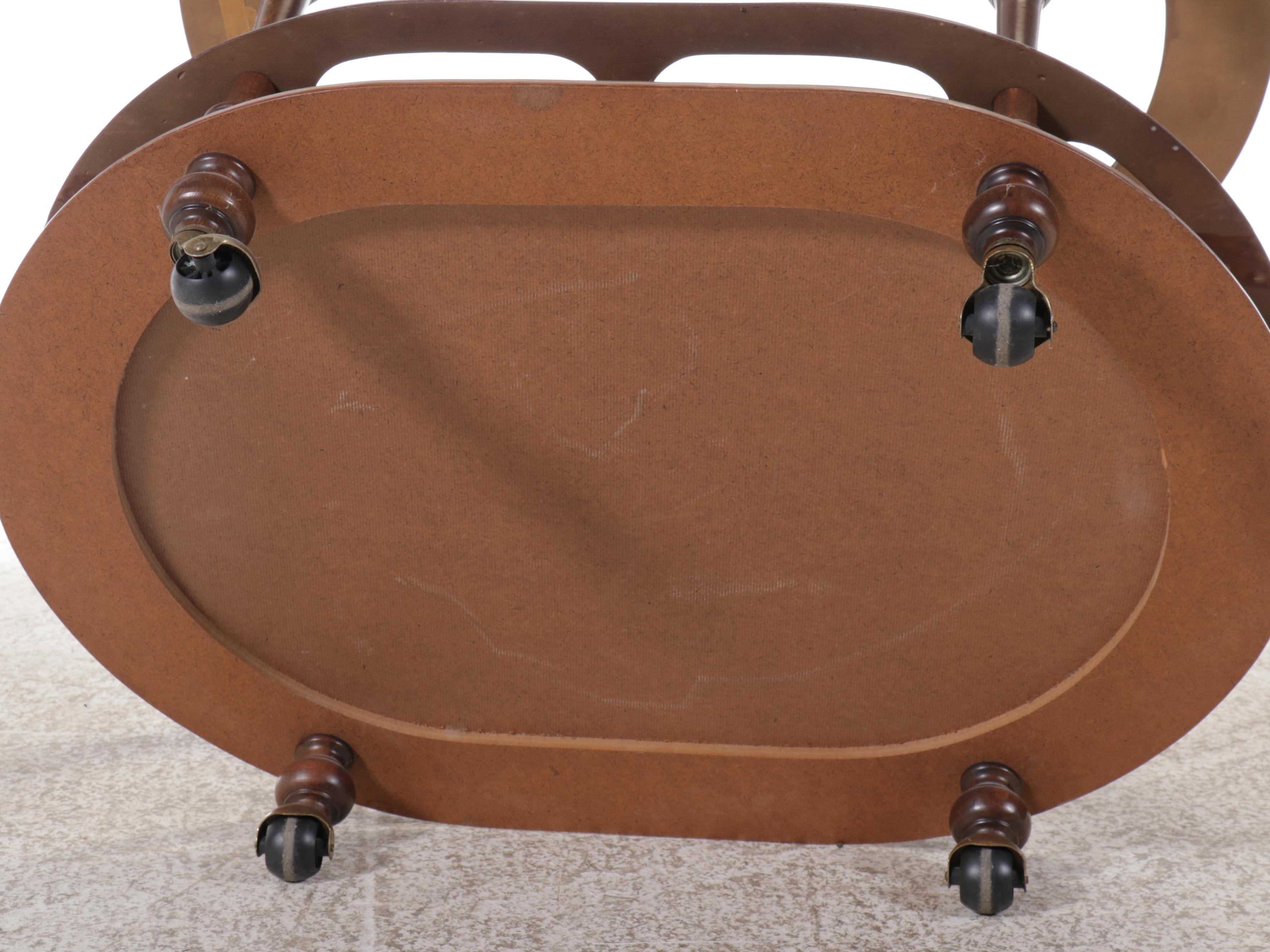 Zodiac Decoupage and Mahogany Finish Two-Tiered Bar Cart