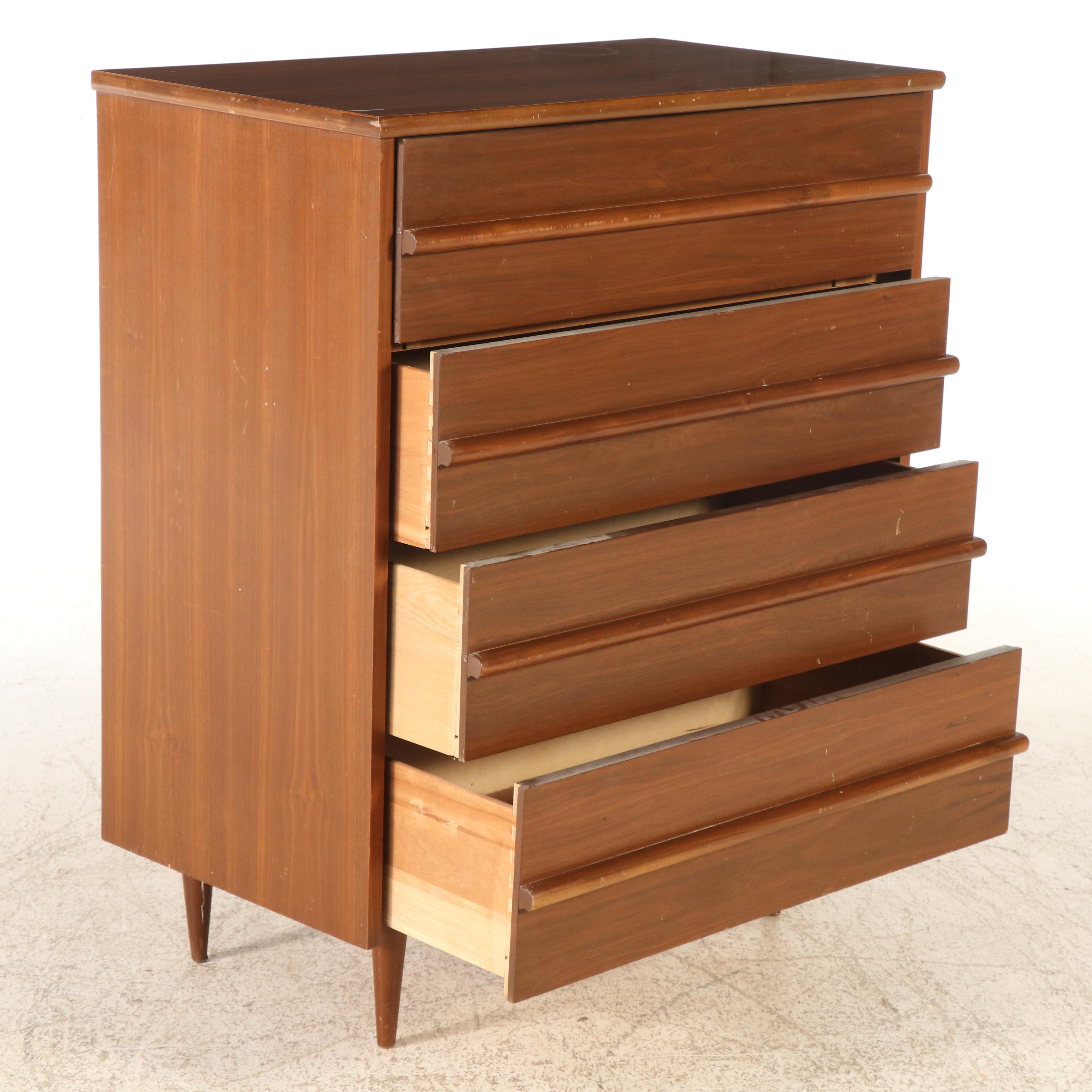 Mid Century Modern Walnut Four-Drawer Chest