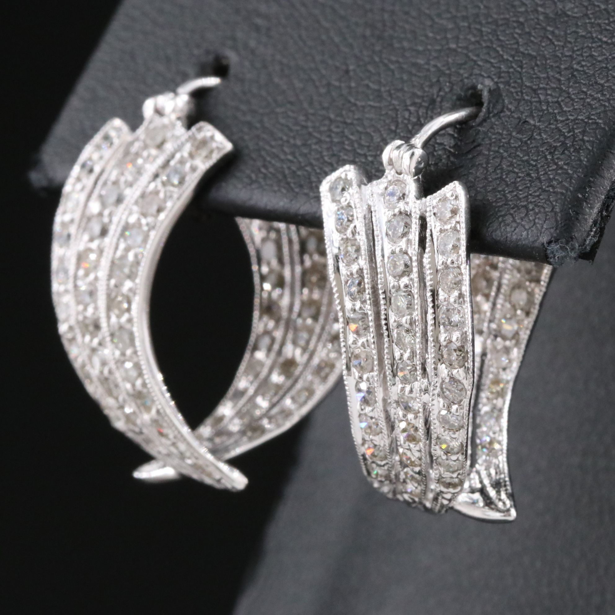 14K 2.02 CTW Diamond Inside-Out Ribbon Hoop Earrings