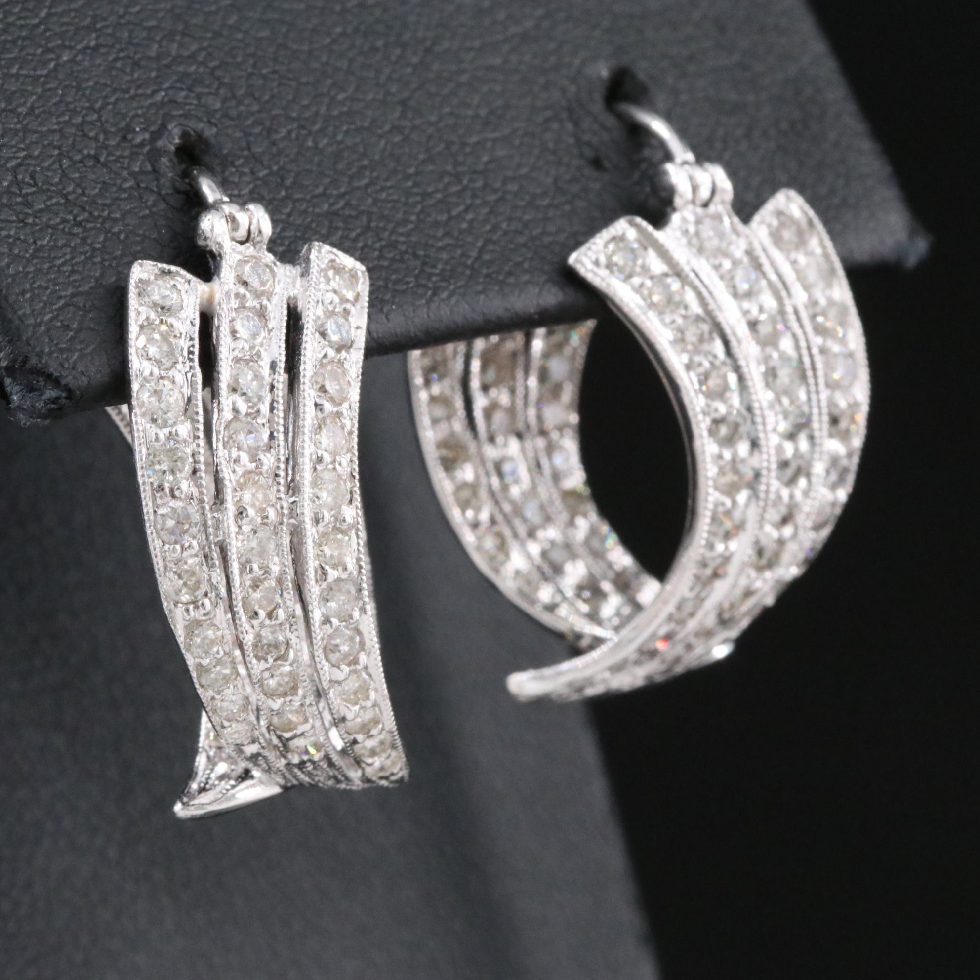 14K 2.02 CTW Diamond Inside-Out Ribbon Hoop Earrings