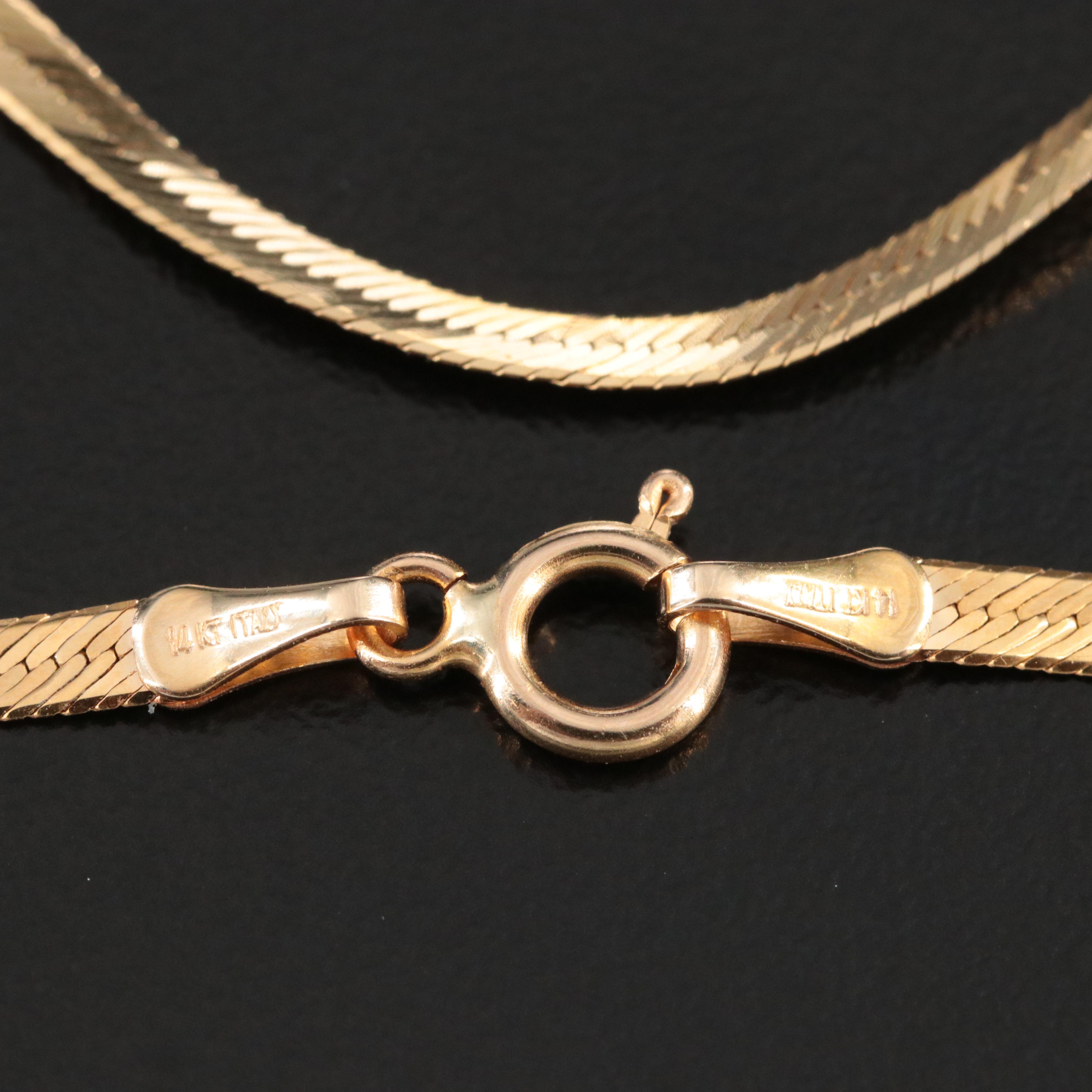 Italian 14K Herringbone Chain Bracelet