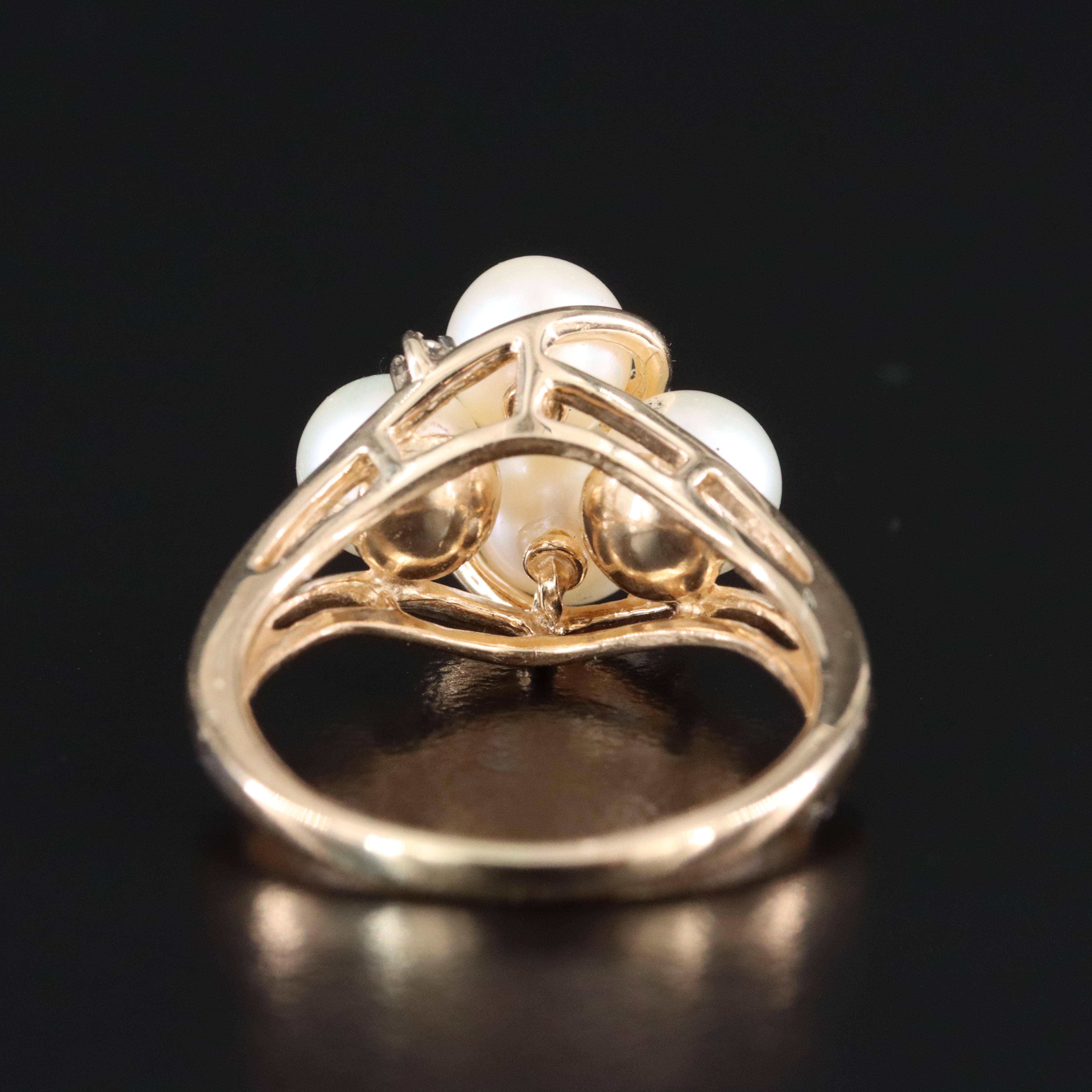 14K Pearl and Diamond Ring
