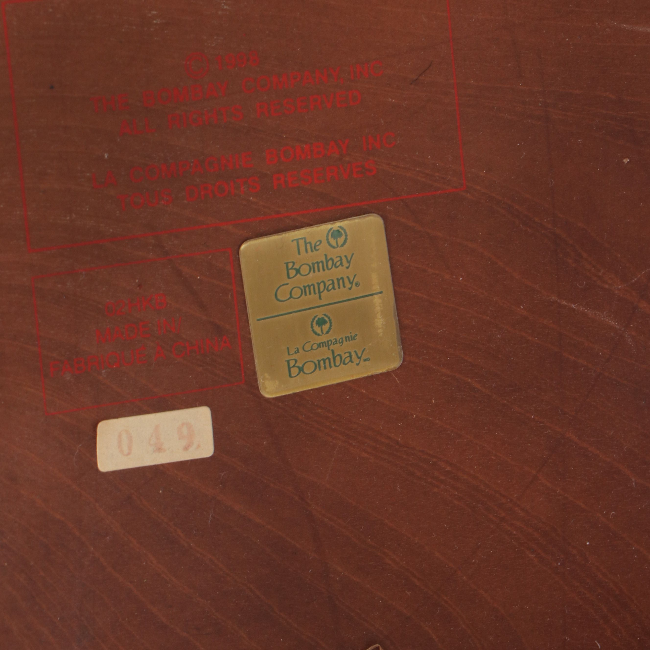 The Bombay Company Tray Top Table with Accent Furniture, Late 20th Century