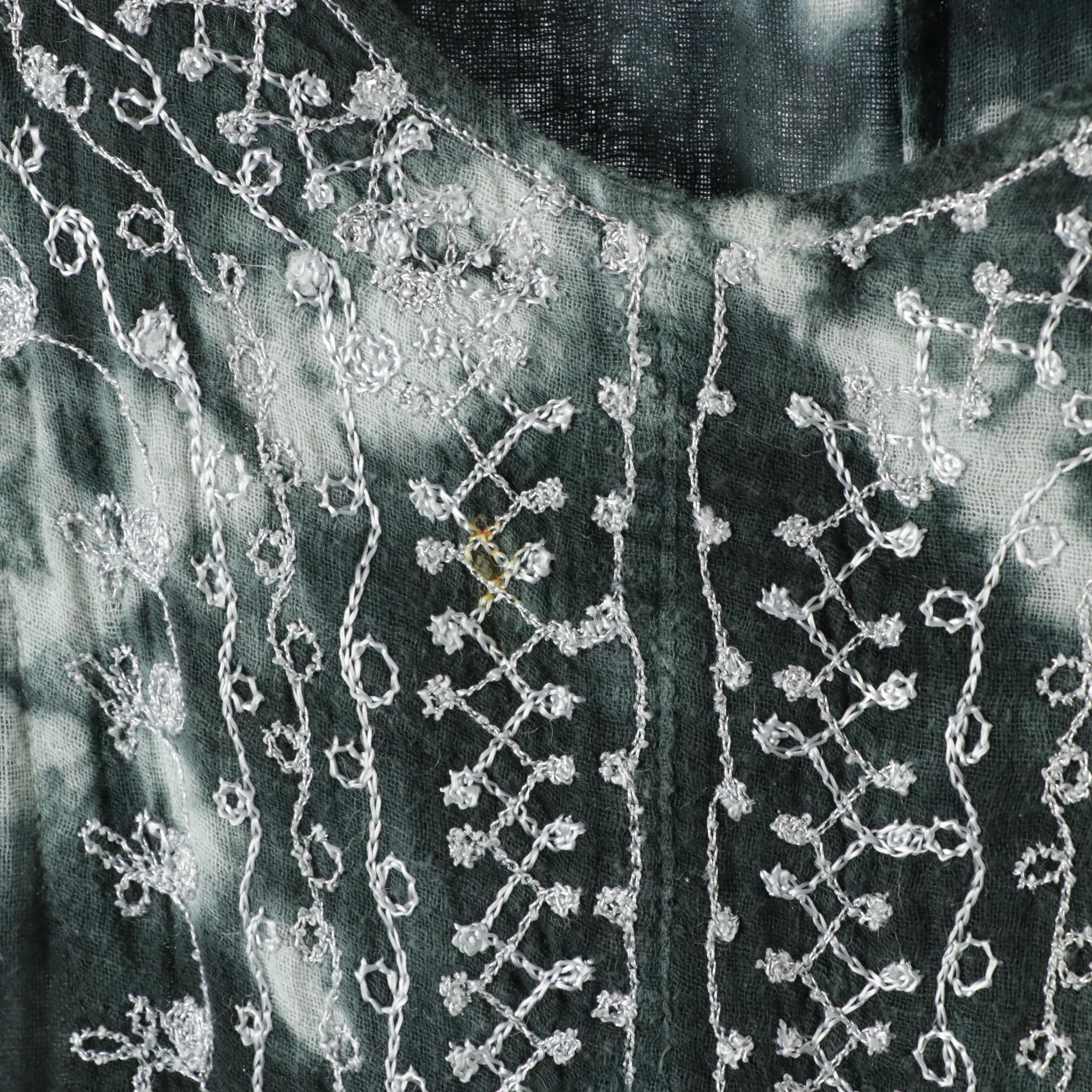 Calypso Kaftan Tunic Dresses in Tie Dyed Embroidered and Embellished Cotton