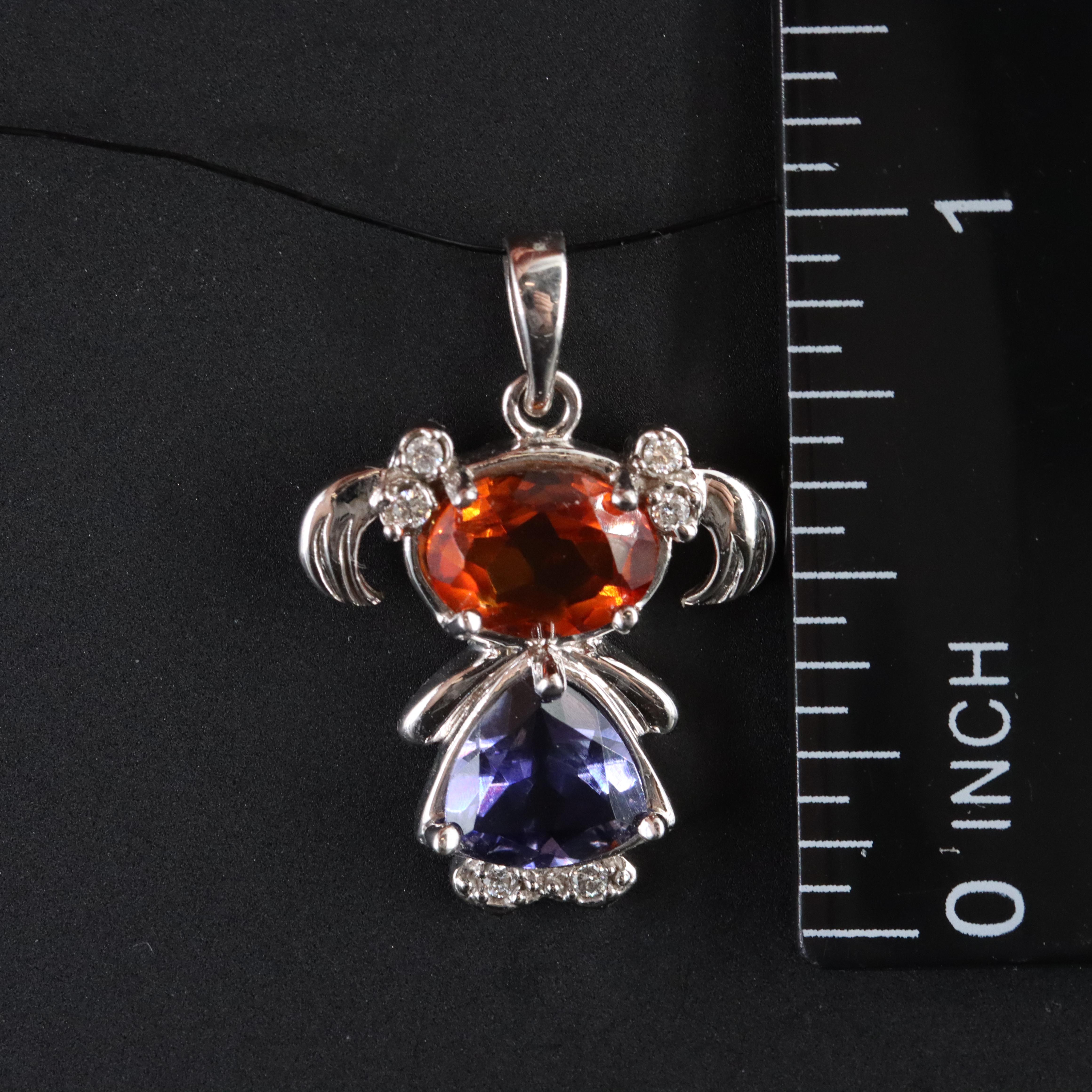 14K Citrine, Tanzanite, and Diamond Brat Pendant