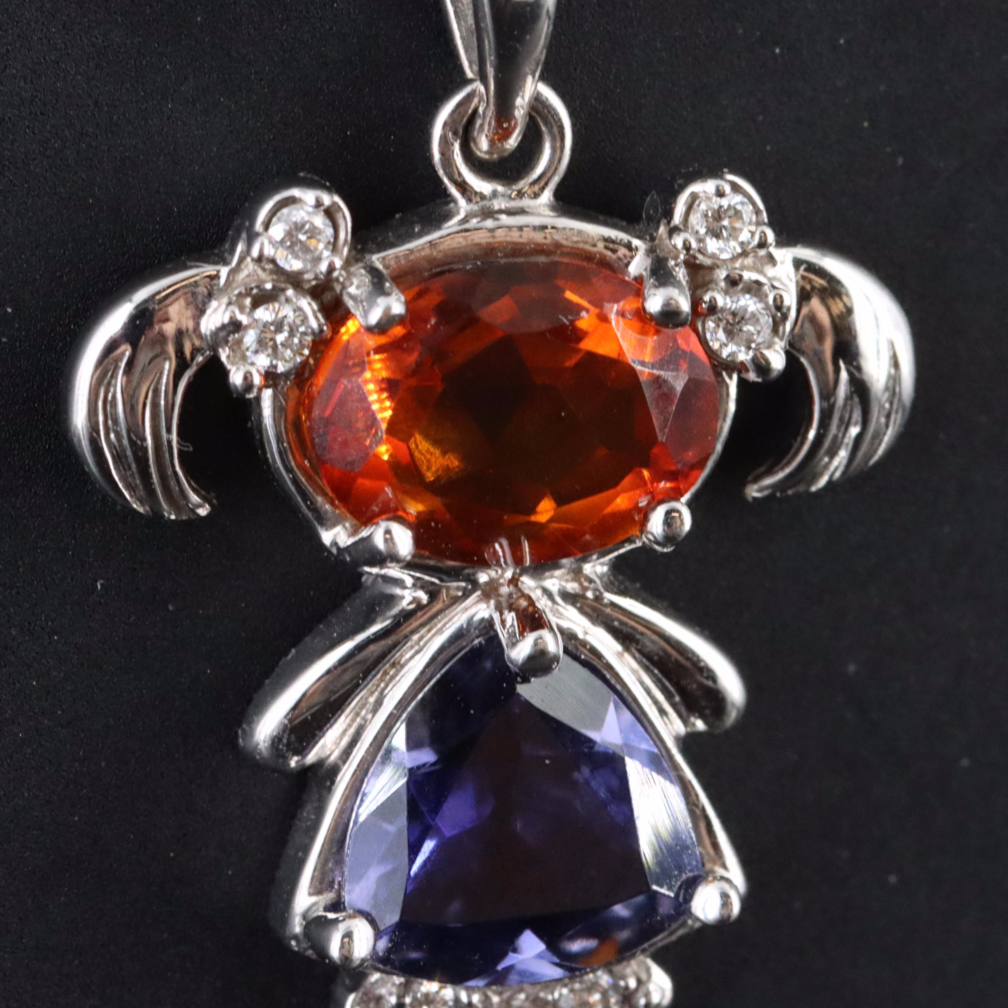 14K Citrine, Tanzanite, and Diamond Brat Pendant