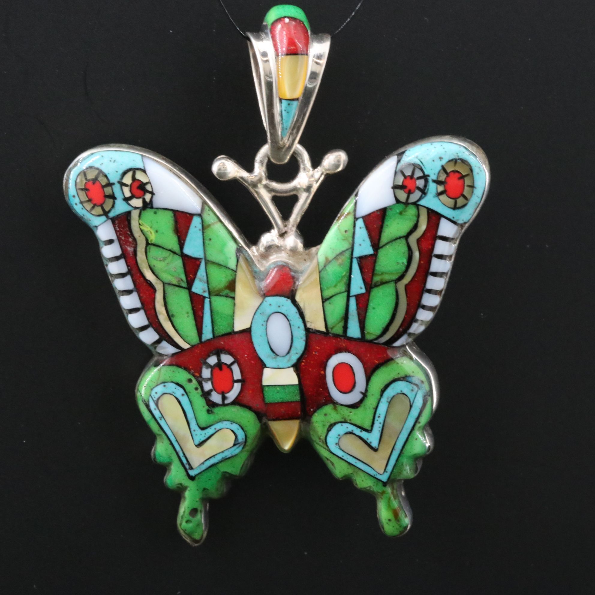 Sterling Inlay Butterfly Pendant