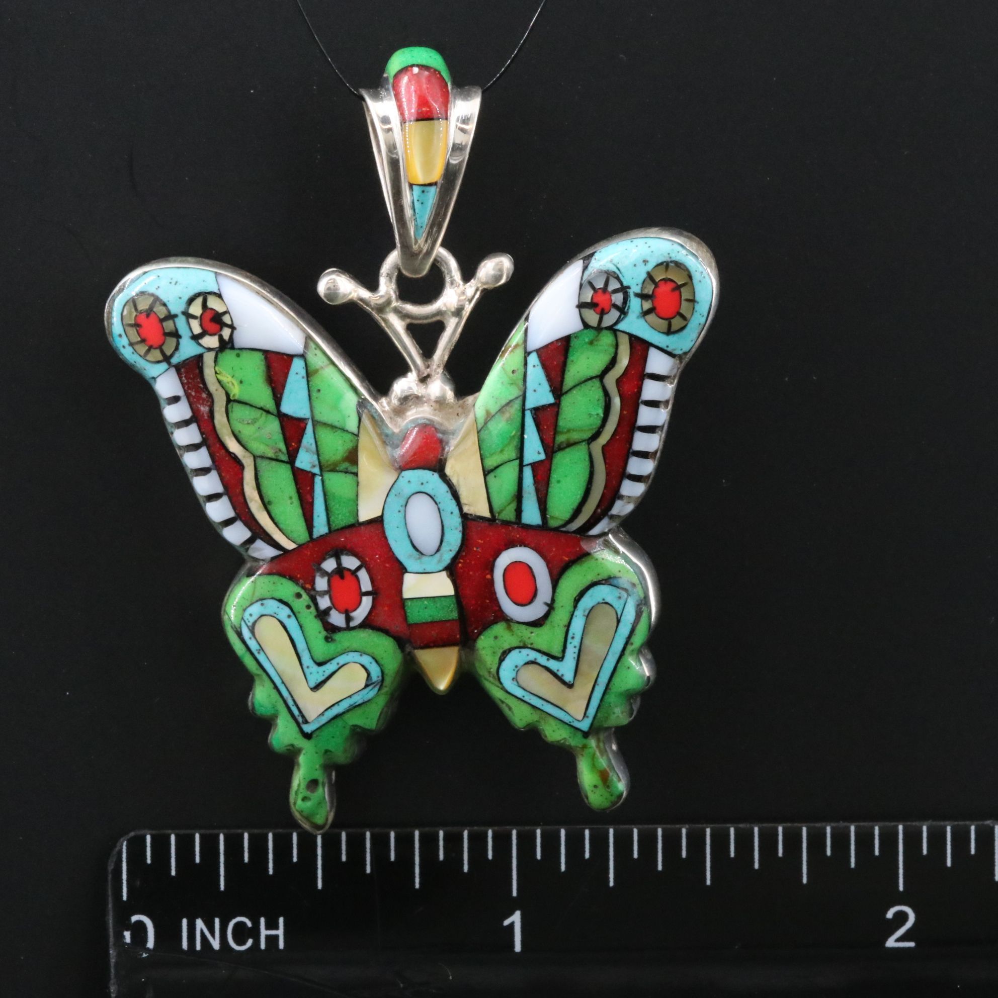 Sterling Inlay Butterfly Pendant