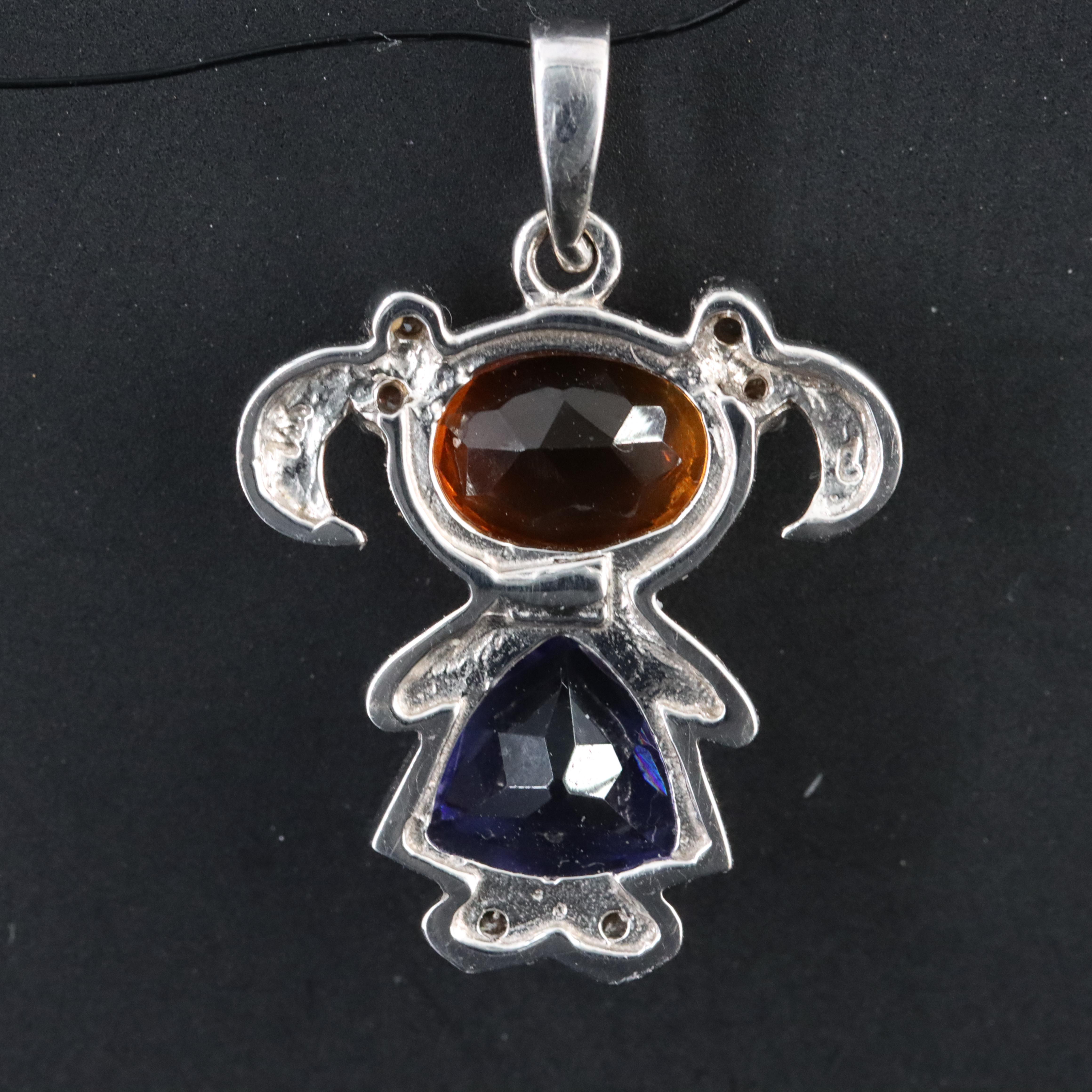 14K Citrine, Tanzanite, and Diamond Brat Pendant