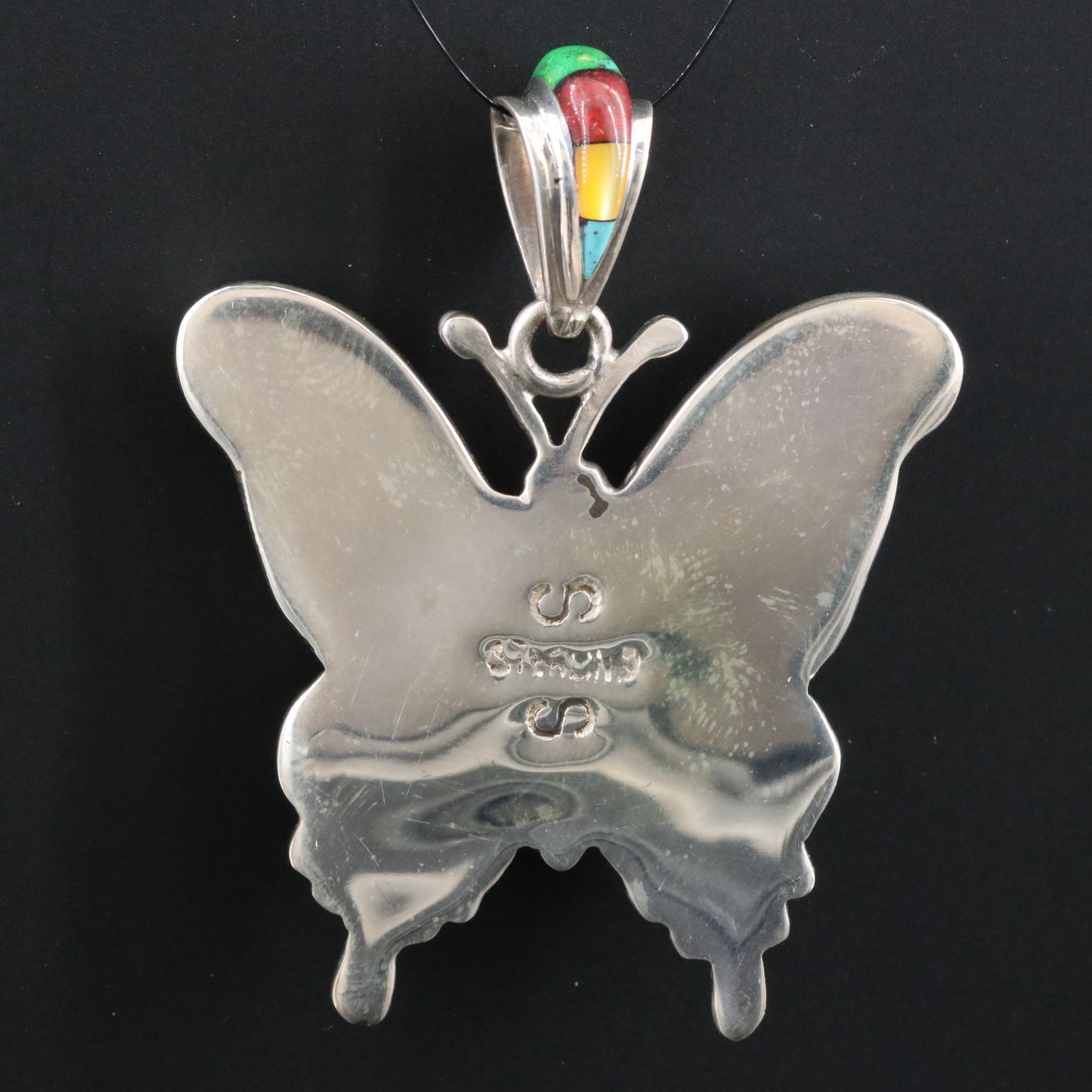 Sterling Inlay Butterfly Pendant