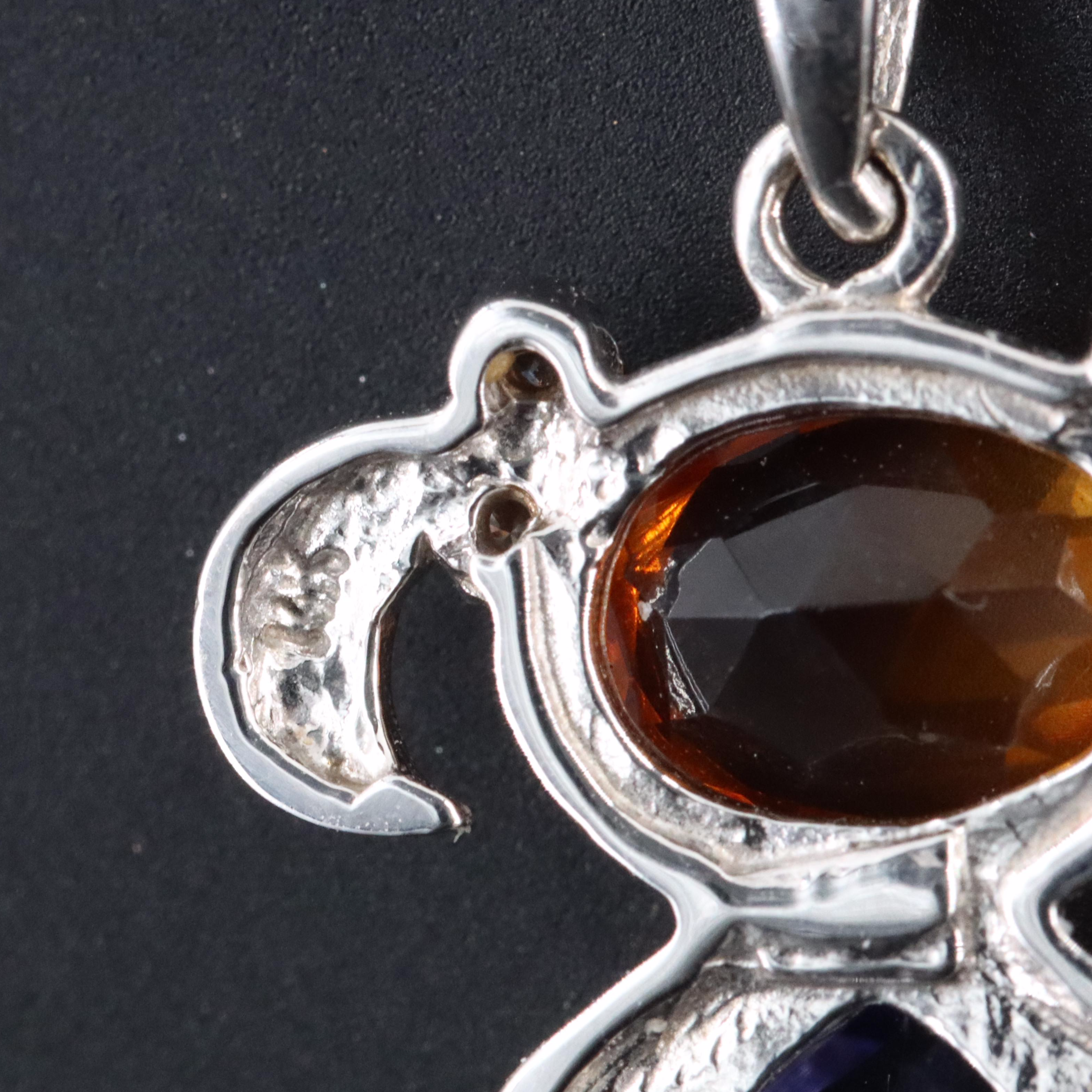 14K Citrine, Tanzanite, and Diamond Brat Pendant