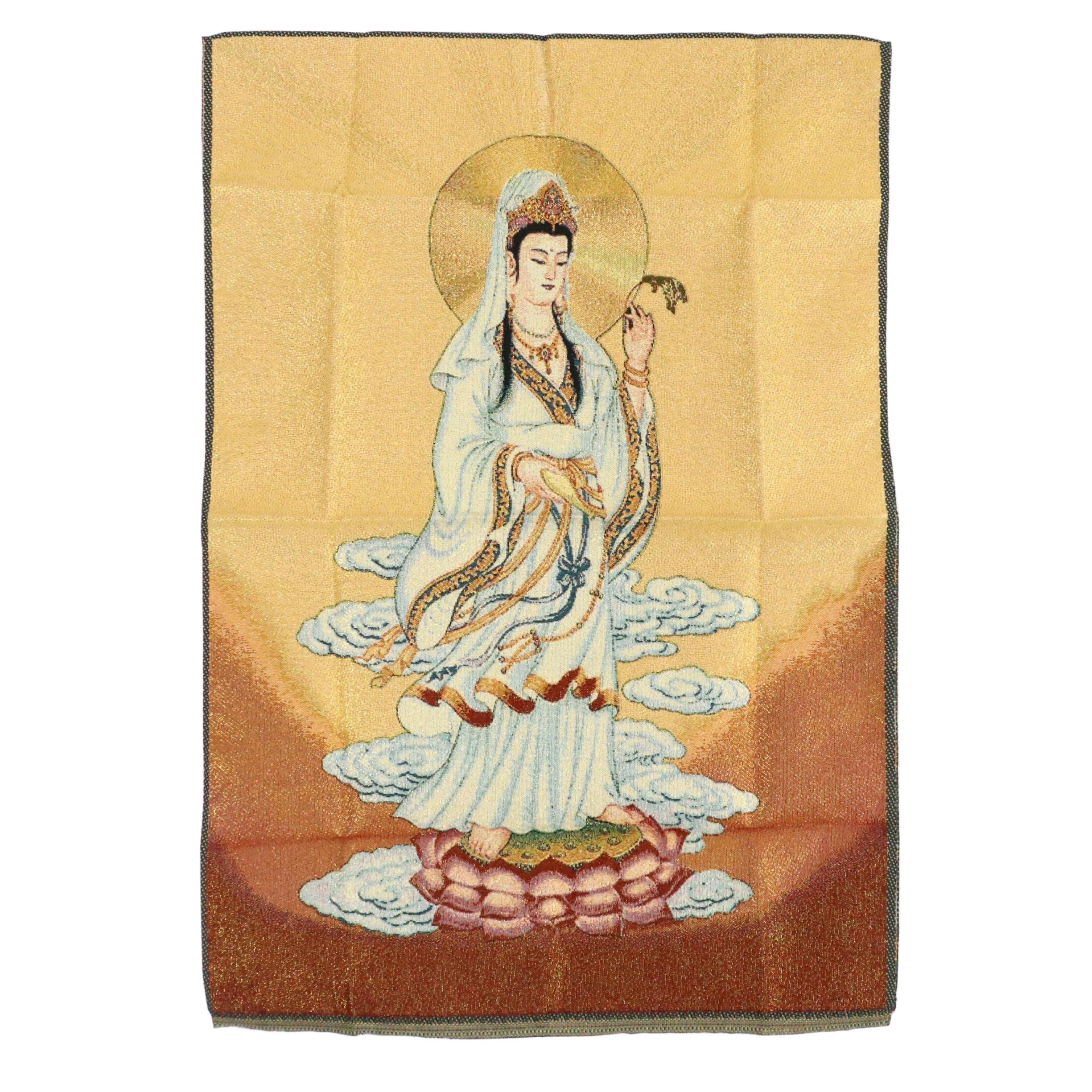 Chinese School Tapestry Panel of Buddhist Figure Guanyin, 21st Century