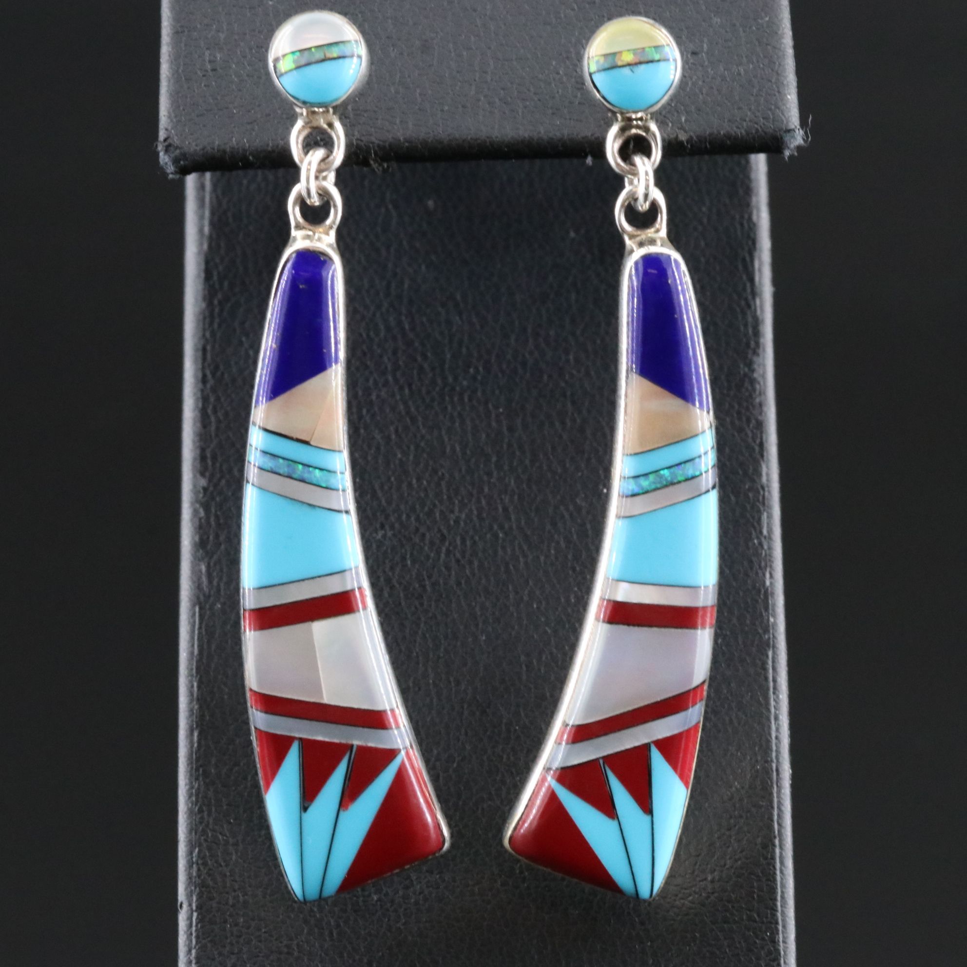 Sterling Gemstone Inlay Earrings