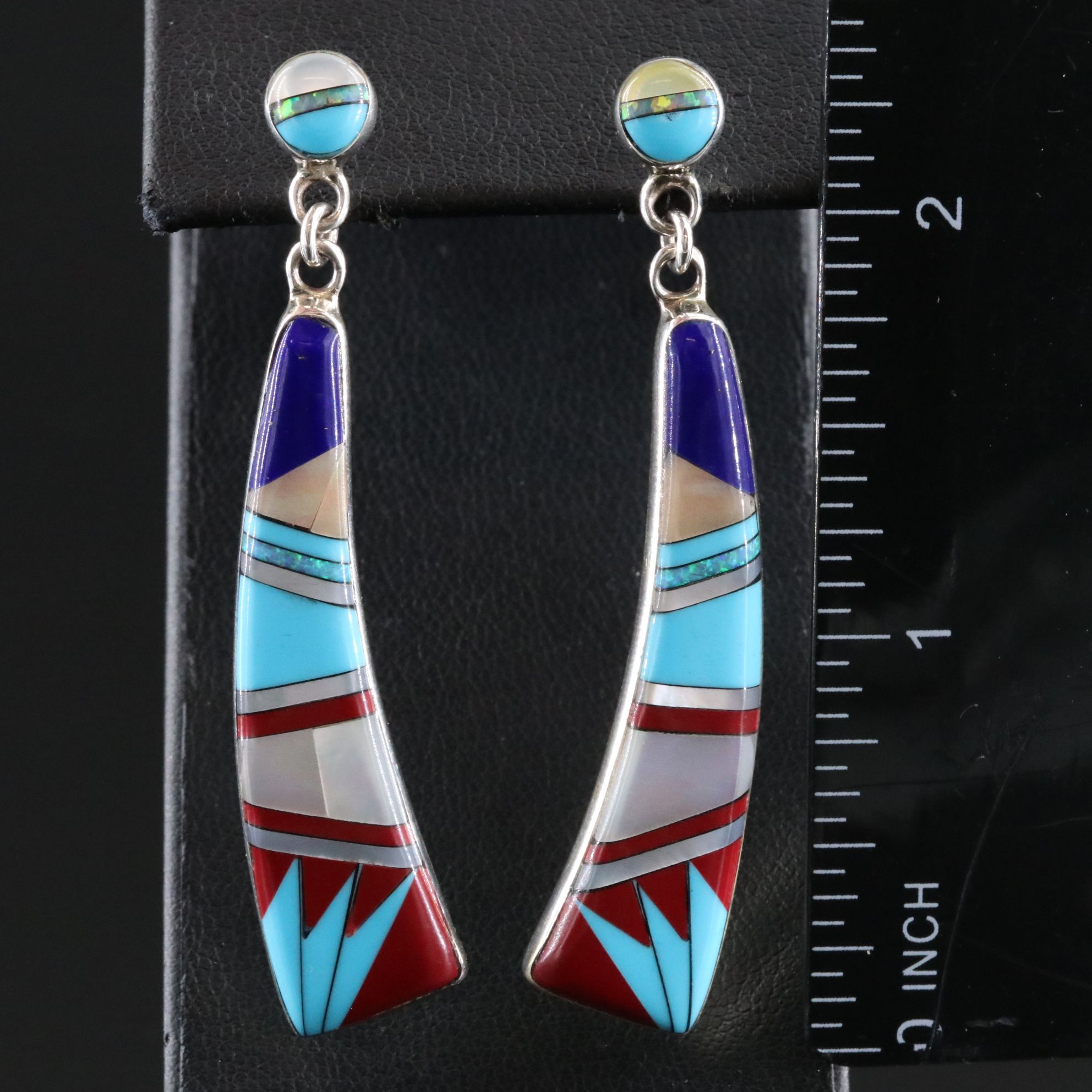 Sterling Gemstone Inlay Earrings
