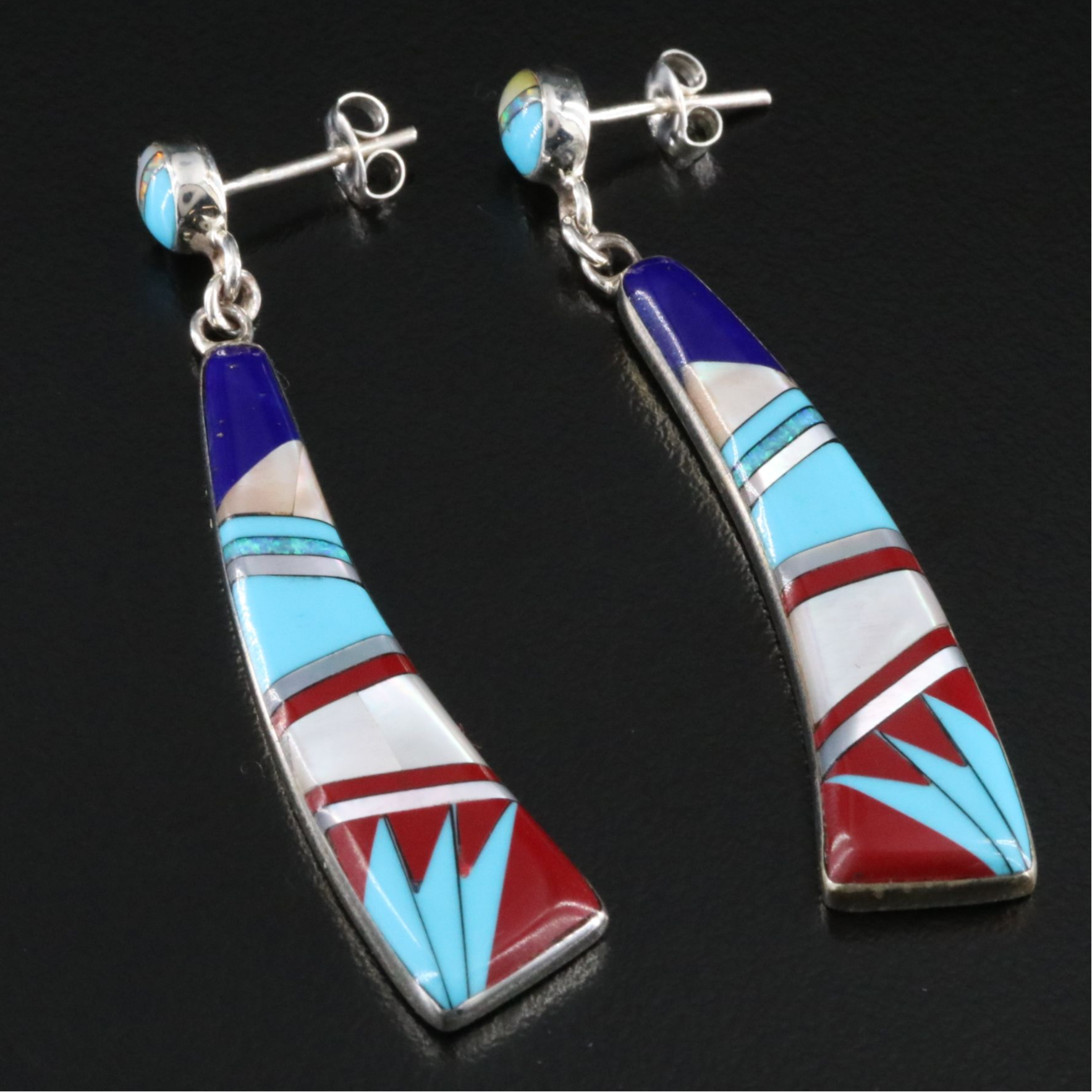 Sterling Gemstone Inlay Earrings