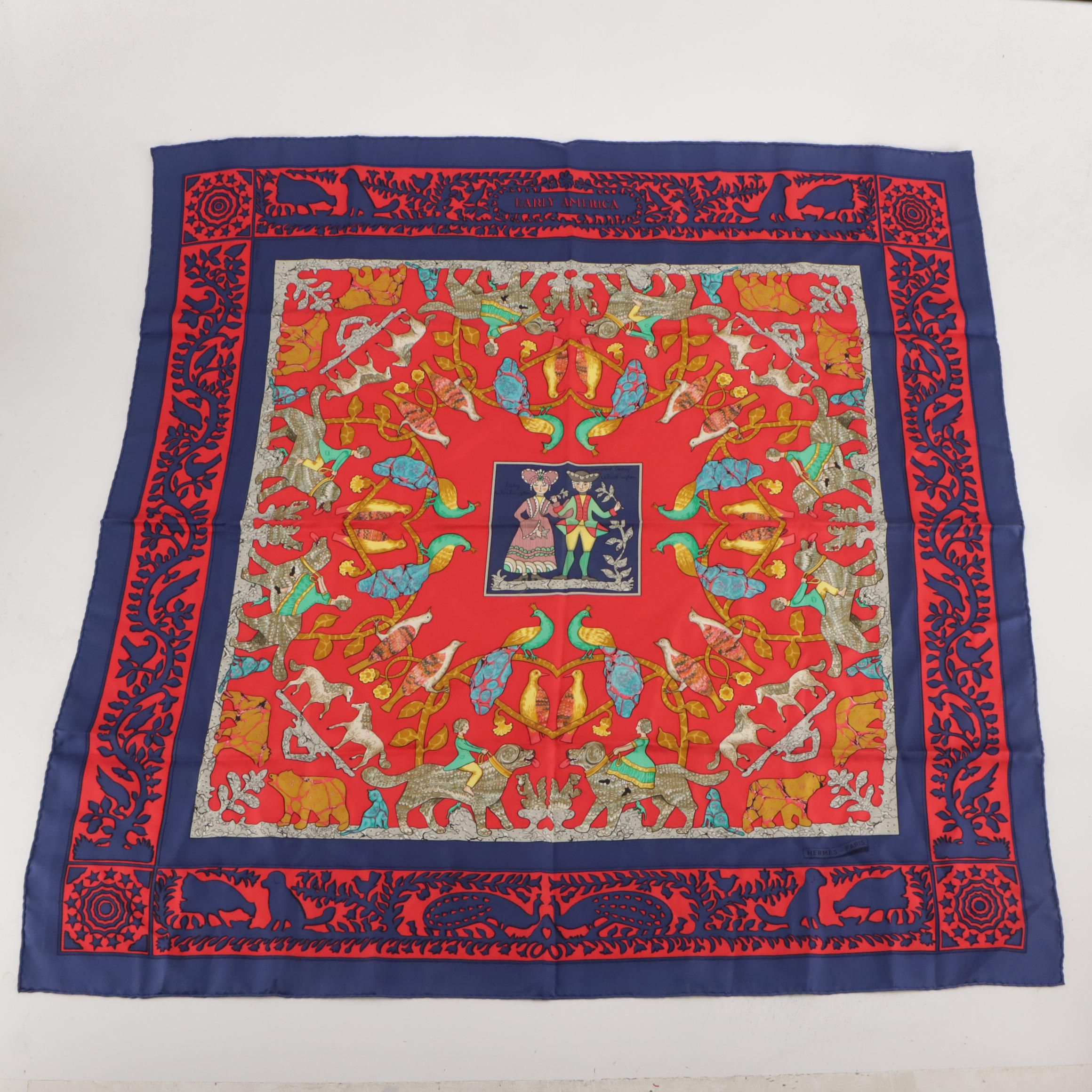Hermès "Early America" Scarf 90 in Silk Twill