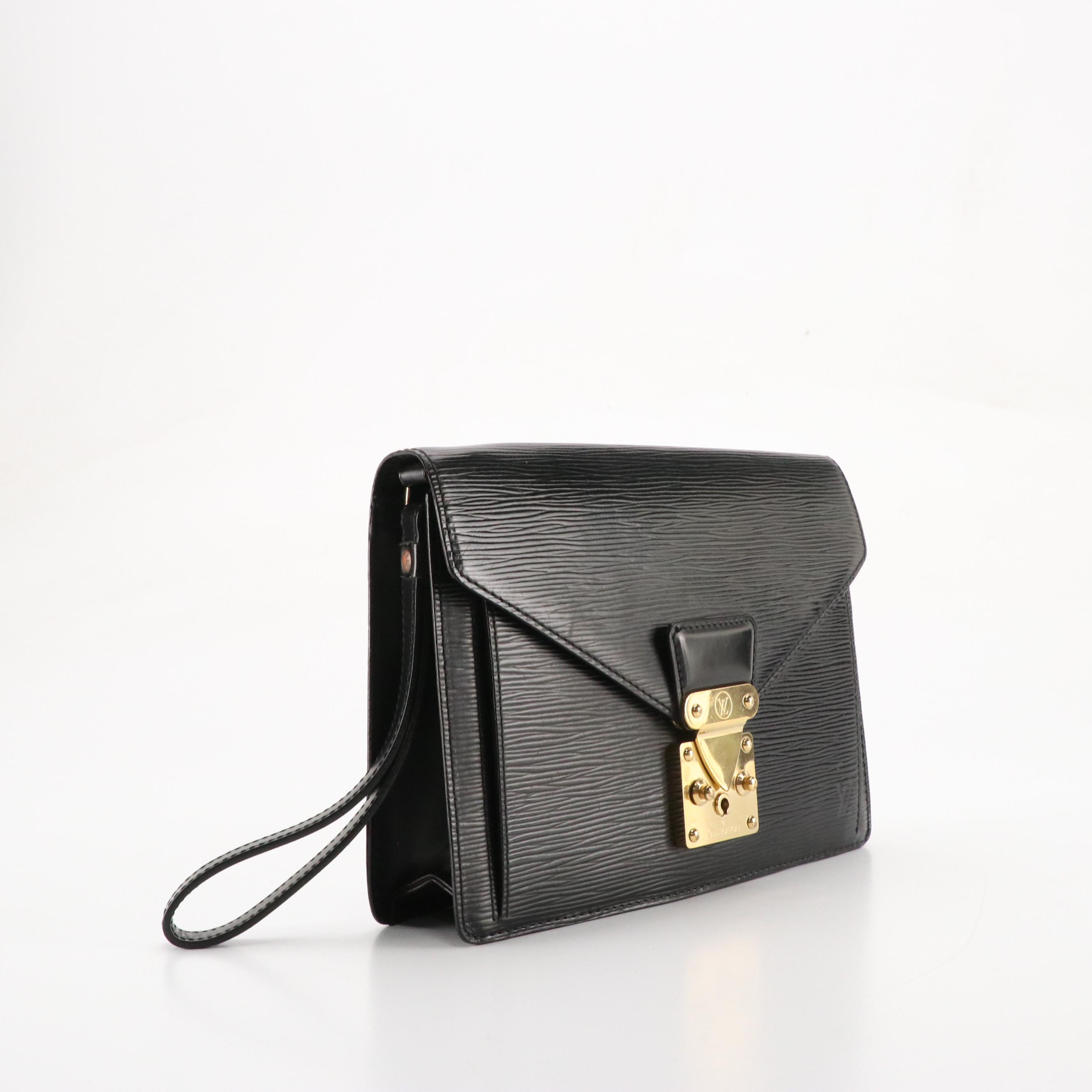 Louis Vuitton Sellier Dragonne Wristlet Clutch in Black Epi Leather