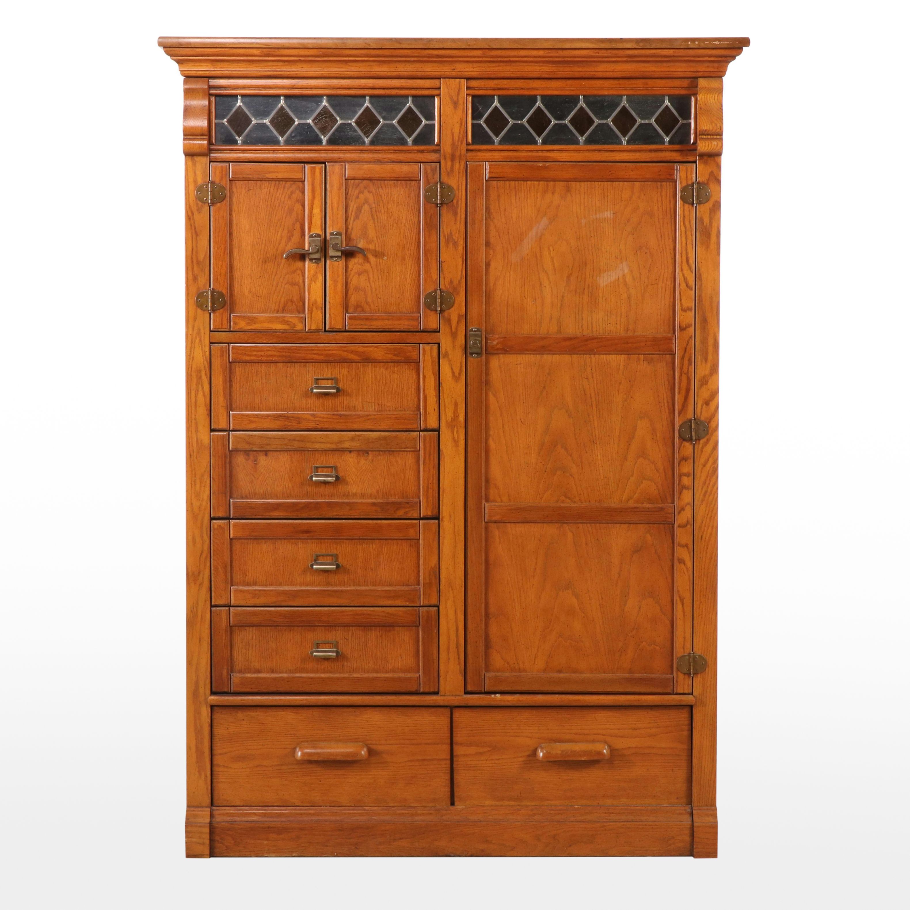 Stanley Furniture Traditional Style Oak Chifferobe