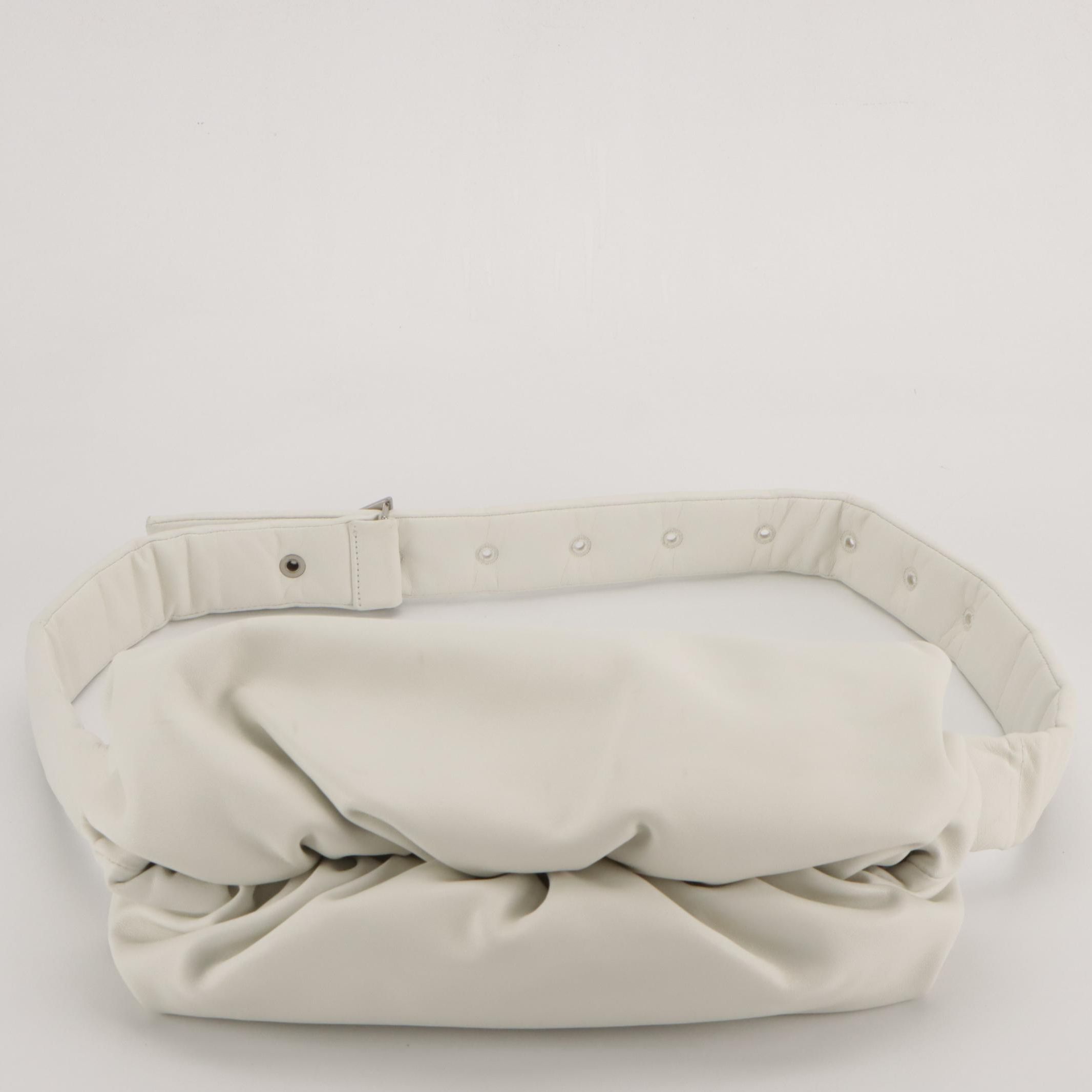 Bottega Veneta Belt Pouch Bag in White Calfskin Leather