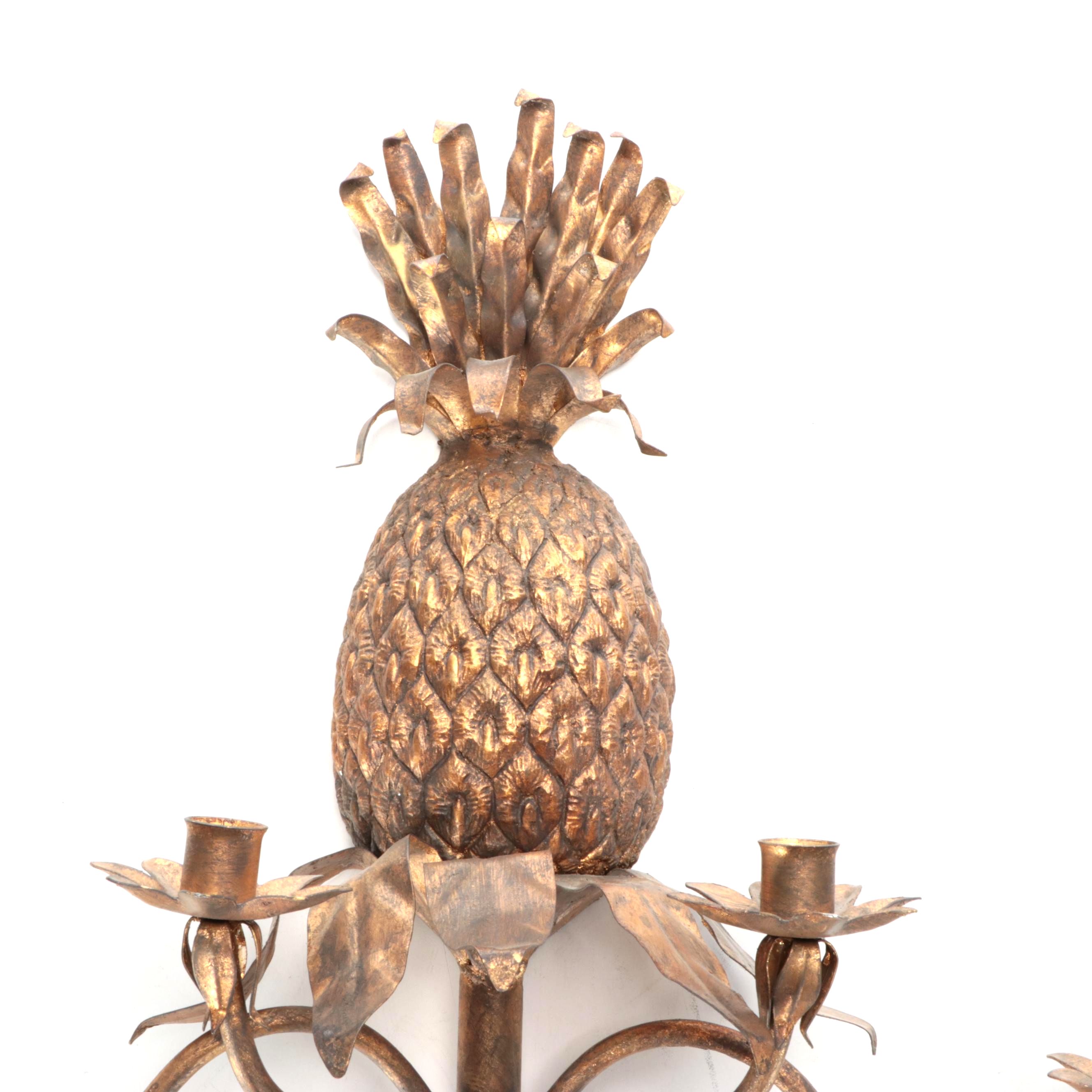 Global Views Gilt Finish Metal Pineapple Wall Sconces