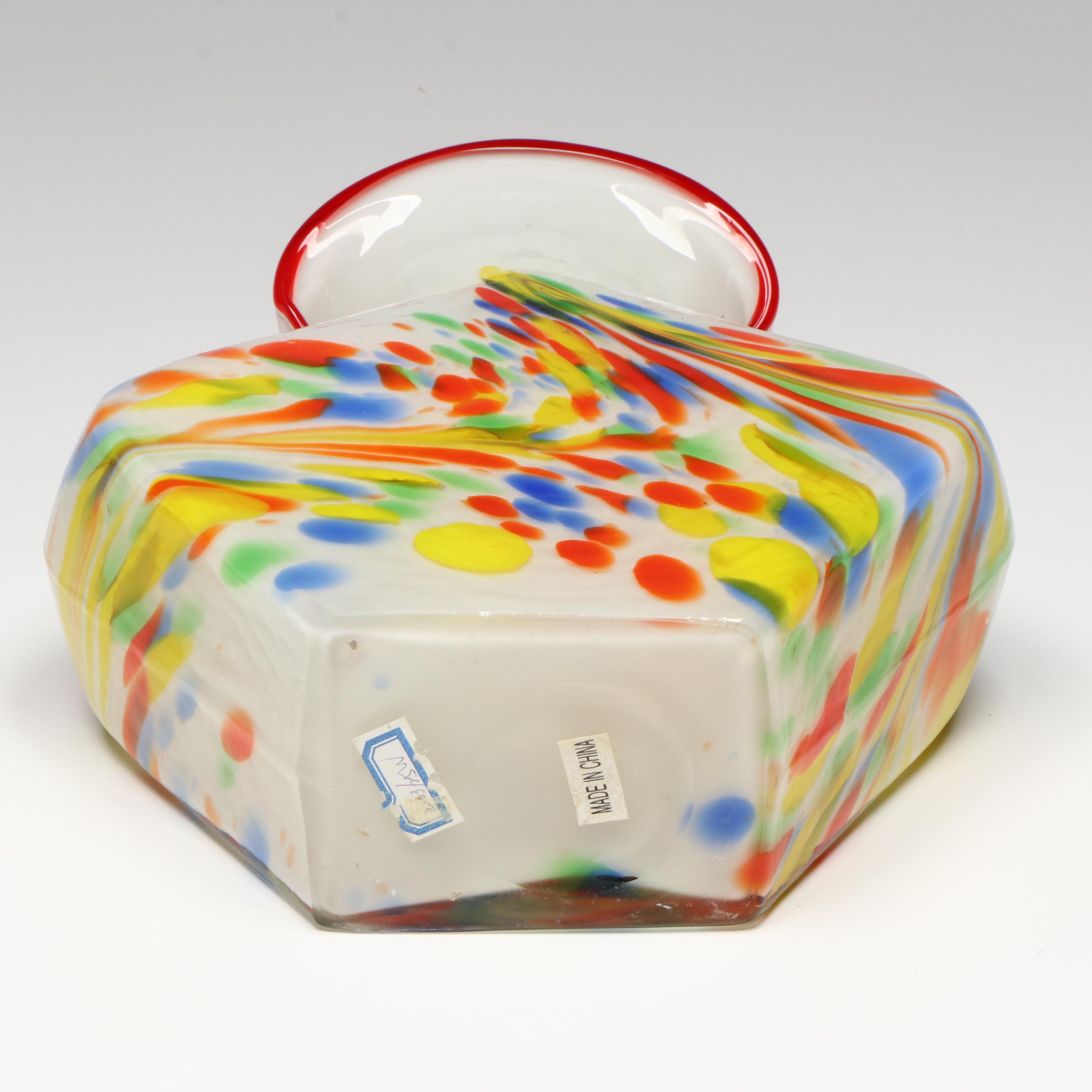 Blown Glass Murano Shell Vase with Other Confetti Vase and Glass Paperweight