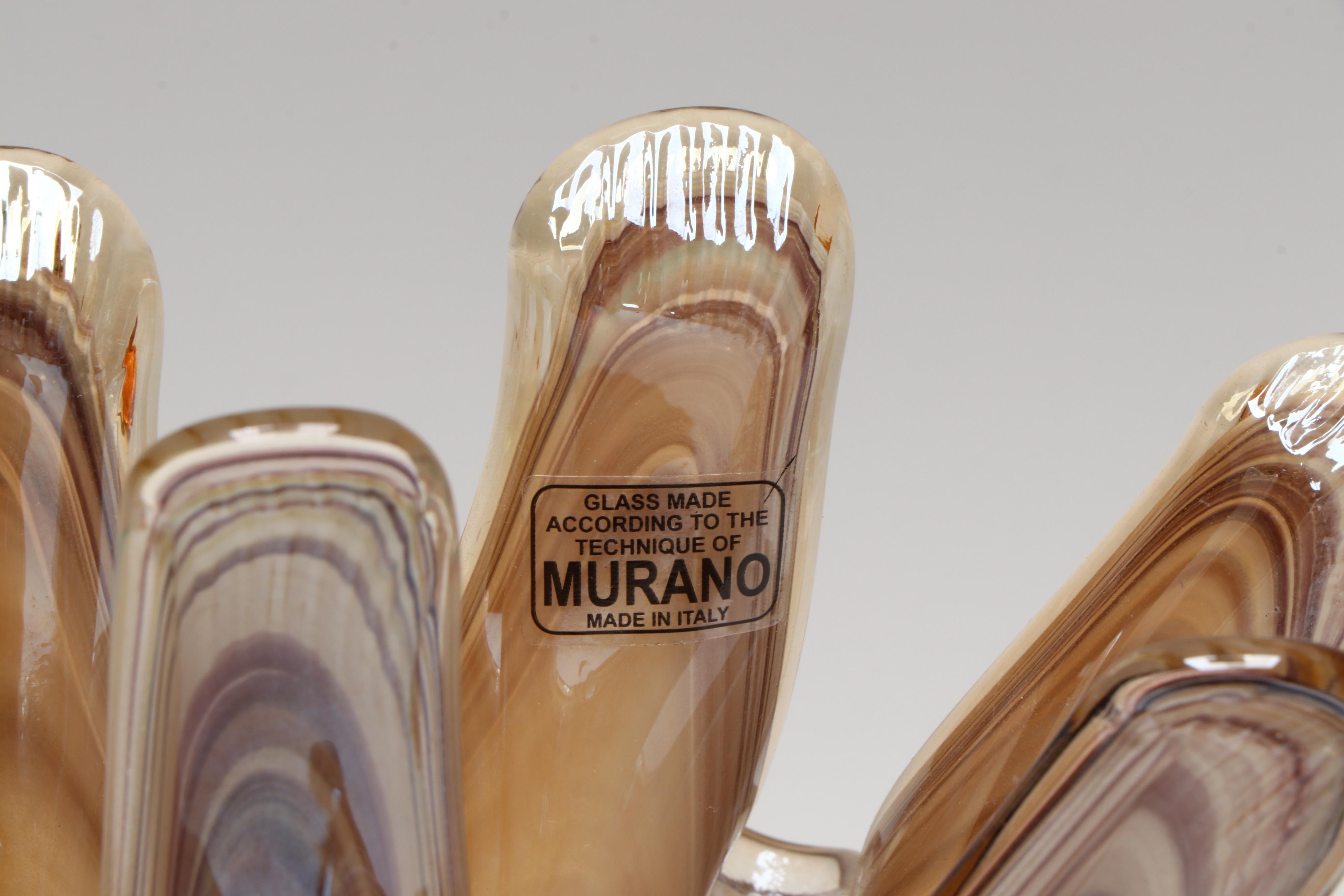 Blown Glass Murano Shell Vase with Other Confetti Vase and Glass Paperweight