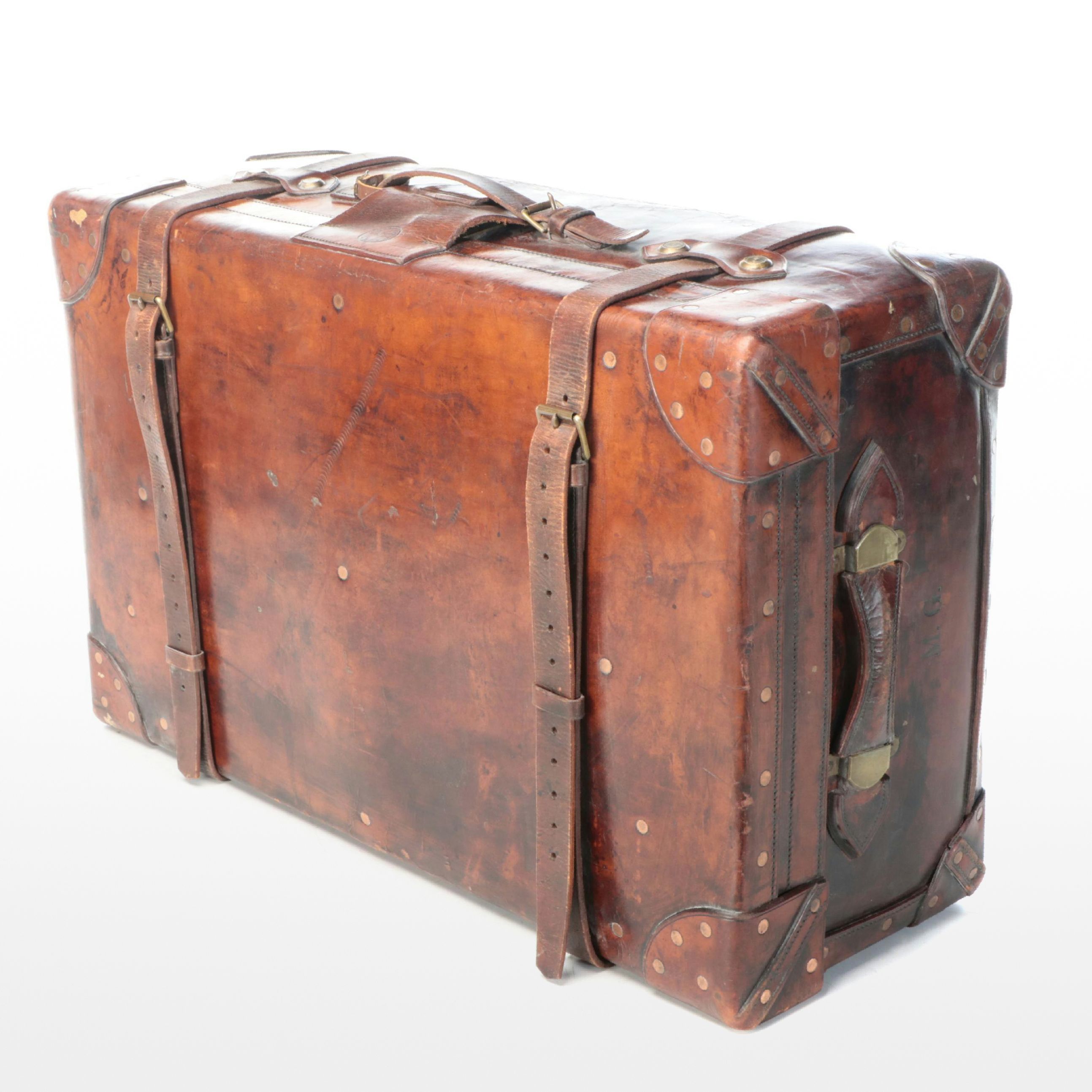 Marsh Leather and Metal Steamer Trunk