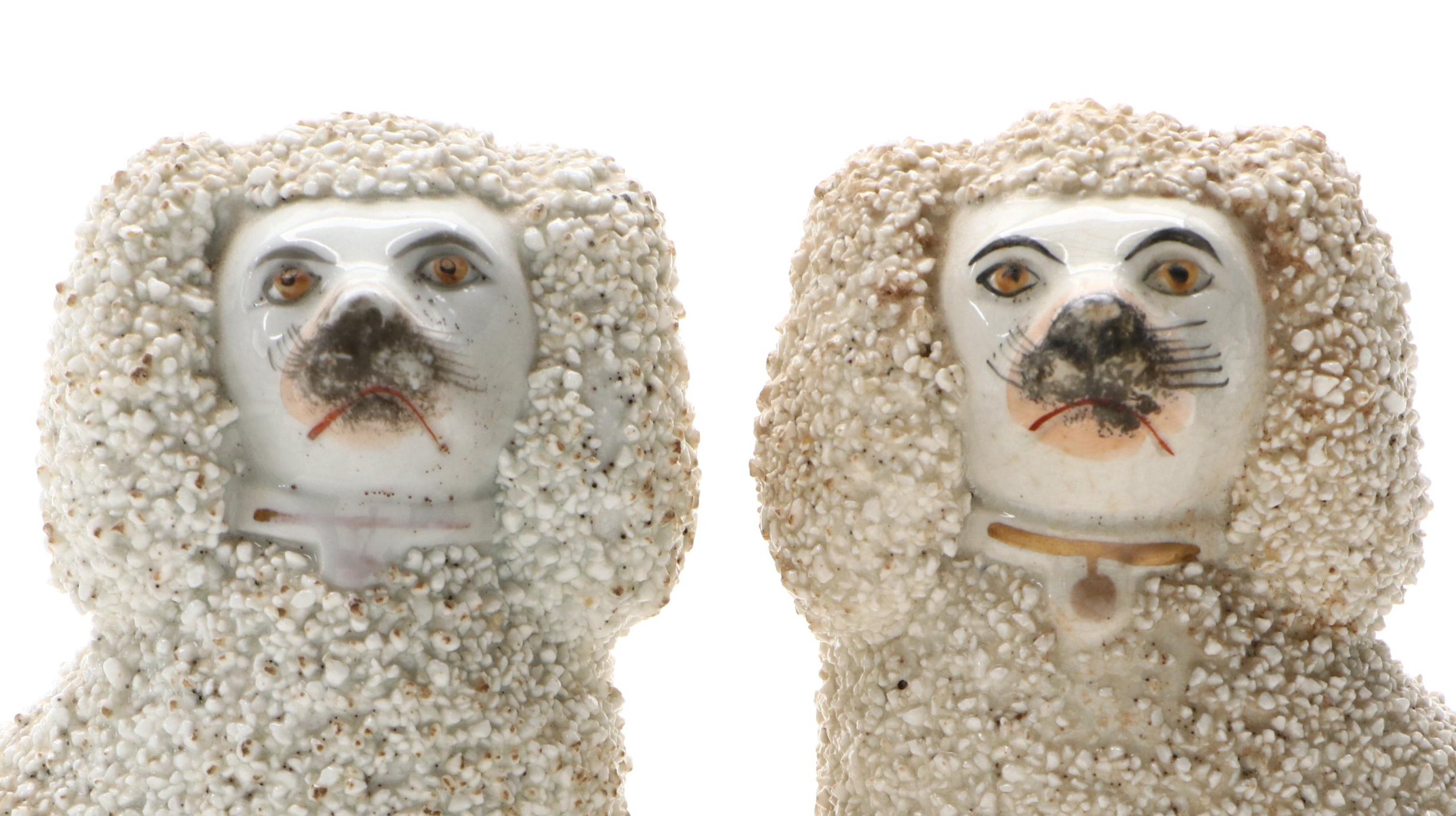 Pair of Staffordshire Confetti Poodles, 19th Century