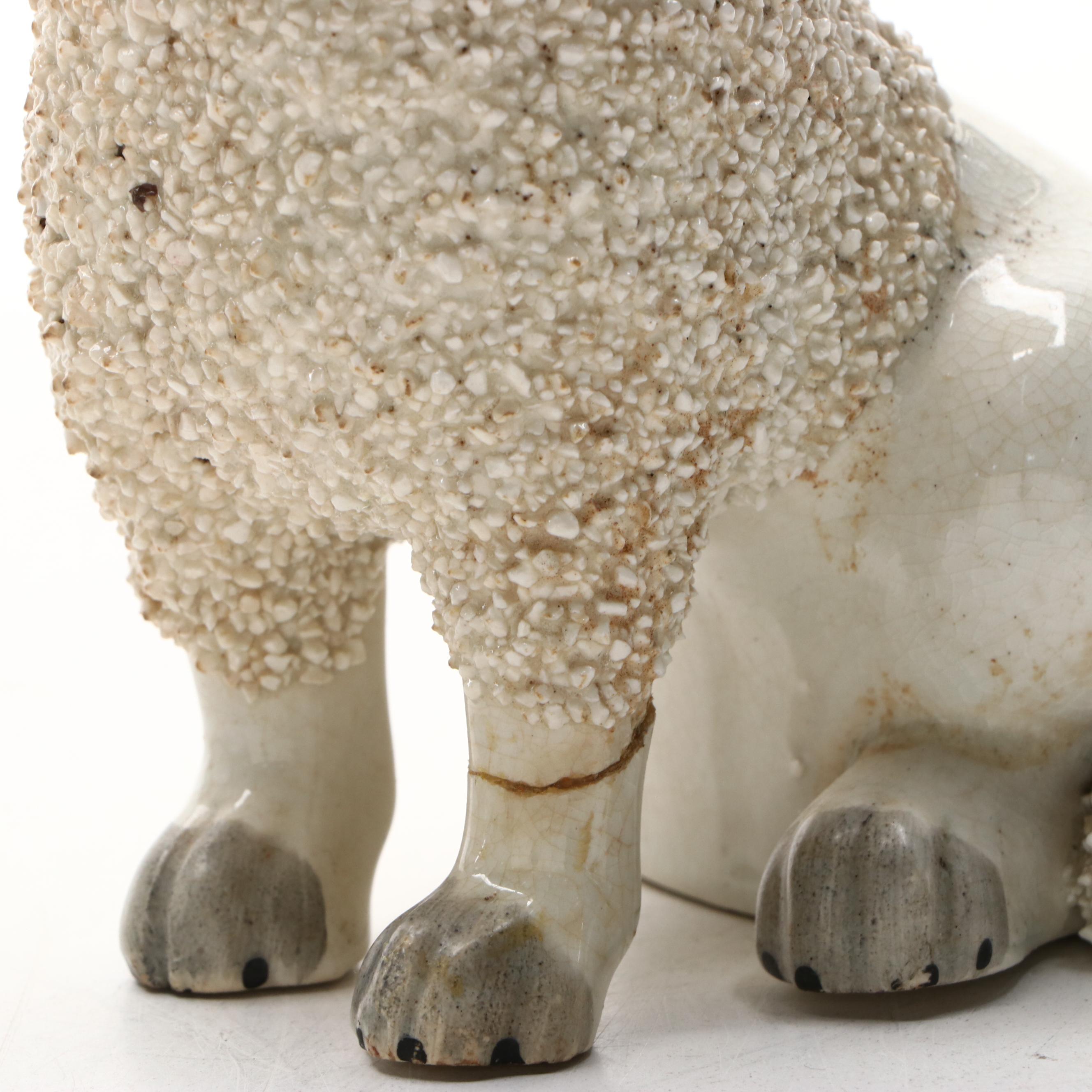 Pair of Staffordshire Confetti Poodles, 19th Century