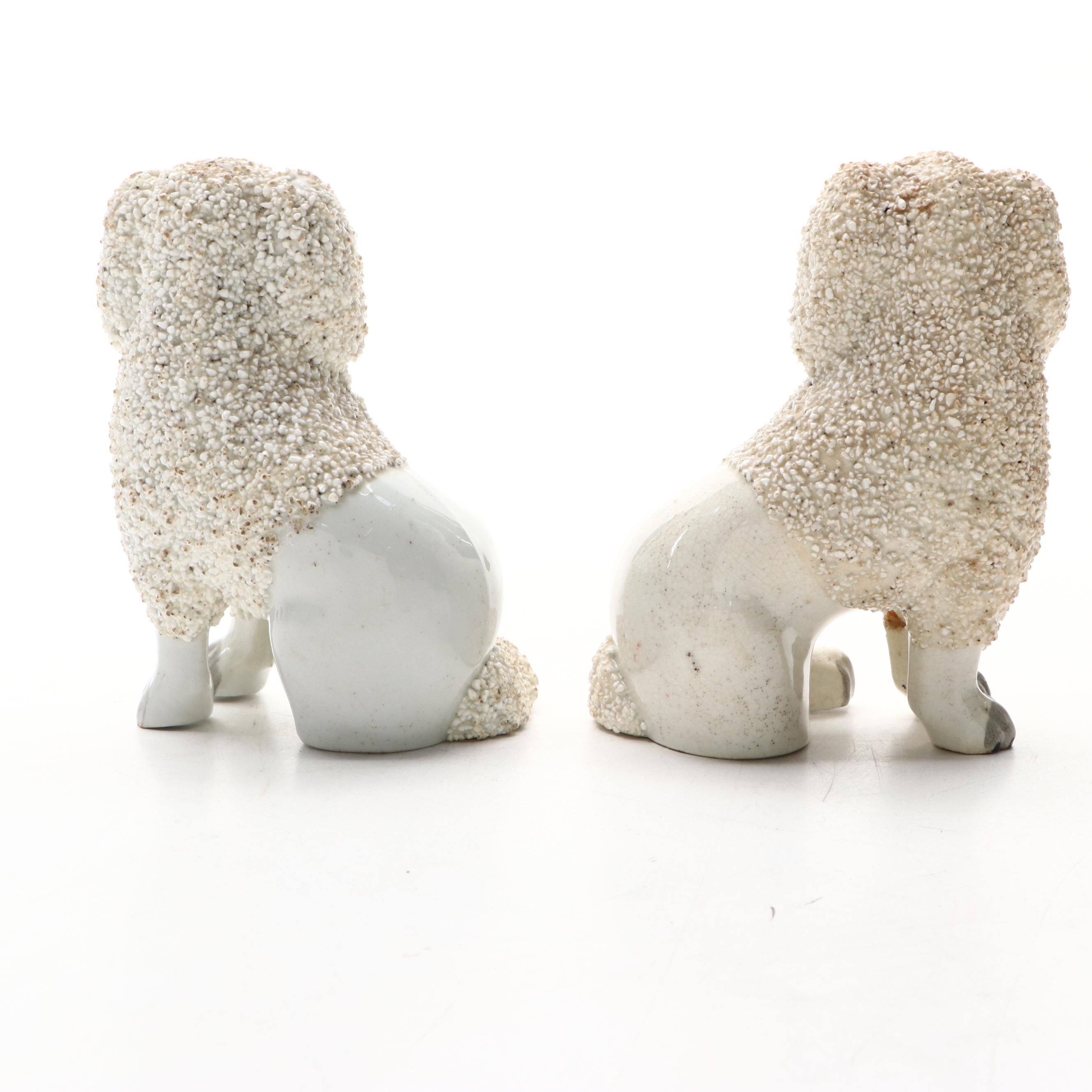 Pair of Staffordshire Confetti Poodles, 19th Century