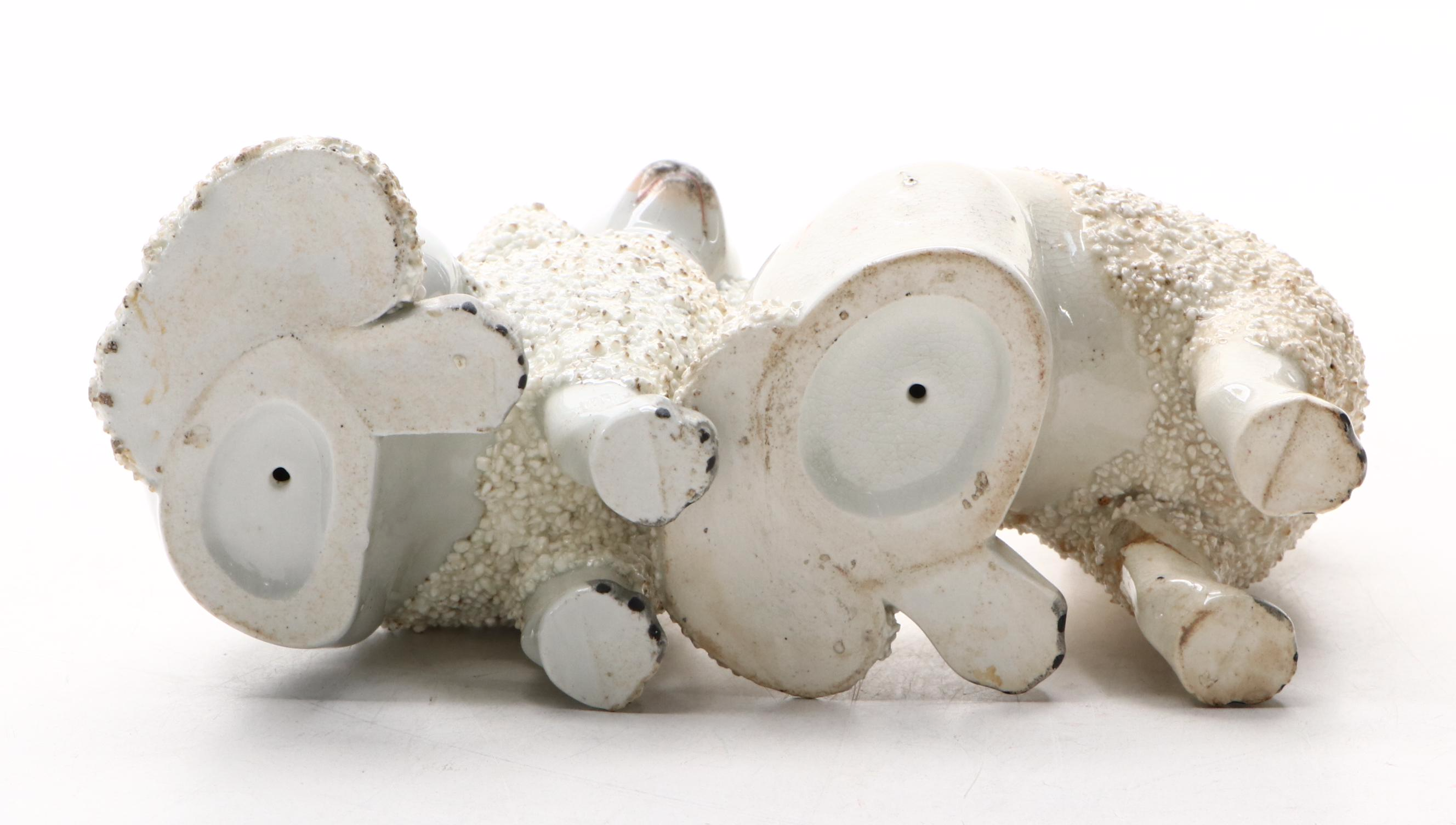 Pair of Staffordshire Confetti Poodles, 19th Century