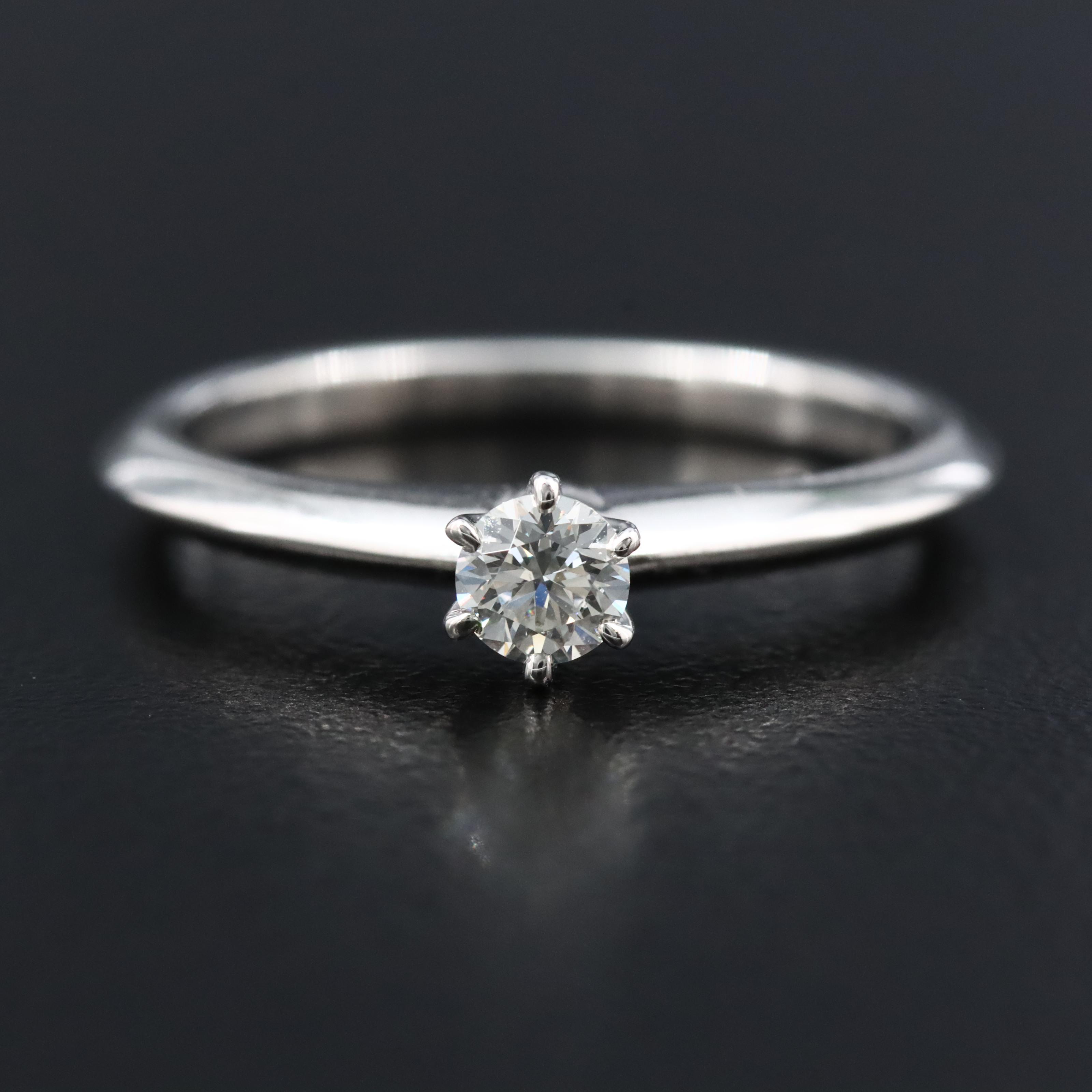 Tiffany & Co. Platinum 0.18 CT Diamond Knife Edge Solitaire Ring