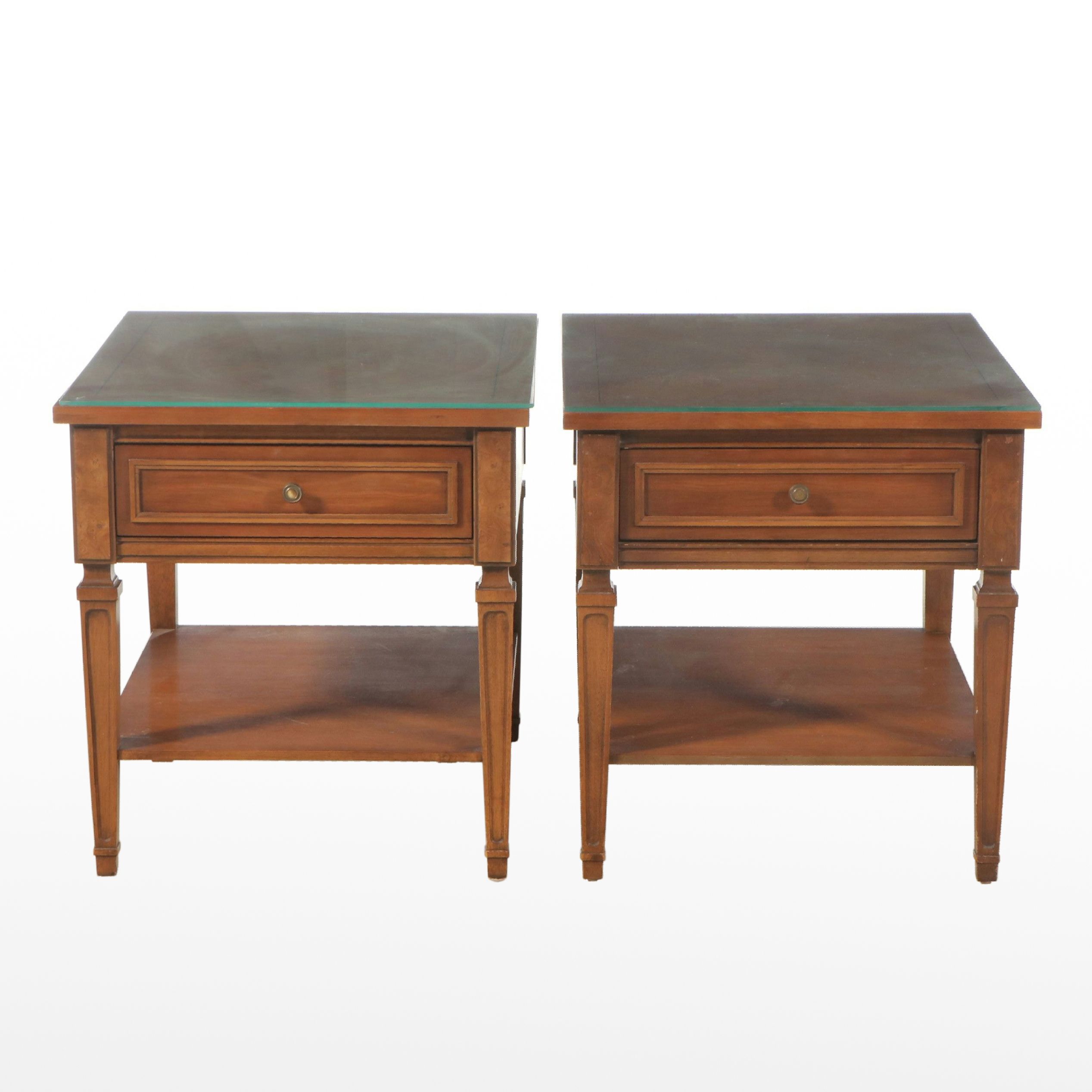 Mid Century Regency Style Single Drawer Side Tables, Mid to Late 20th Century
