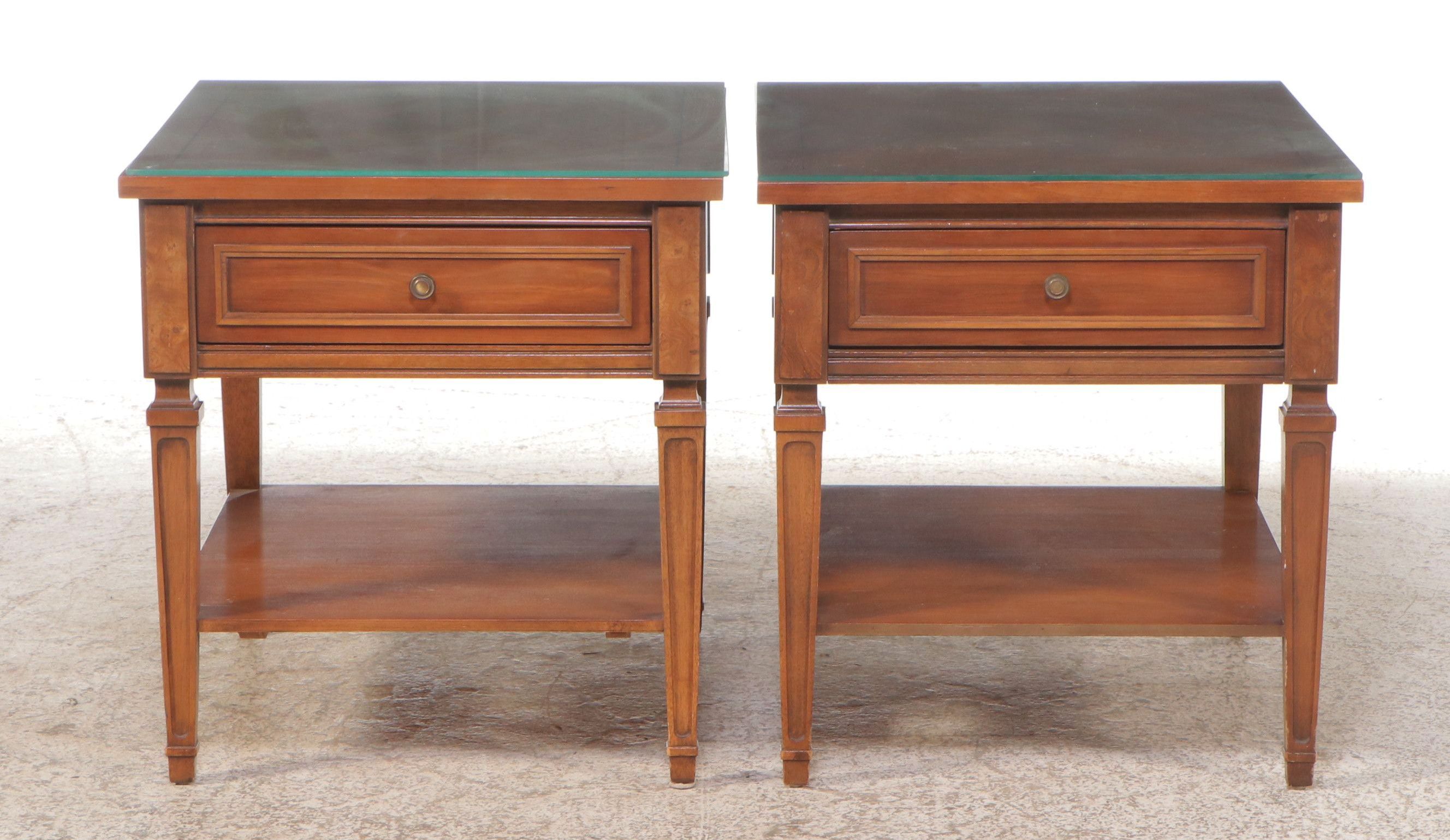Mid Century Regency Style Single Drawer Side Tables, Mid to Late 20th Century