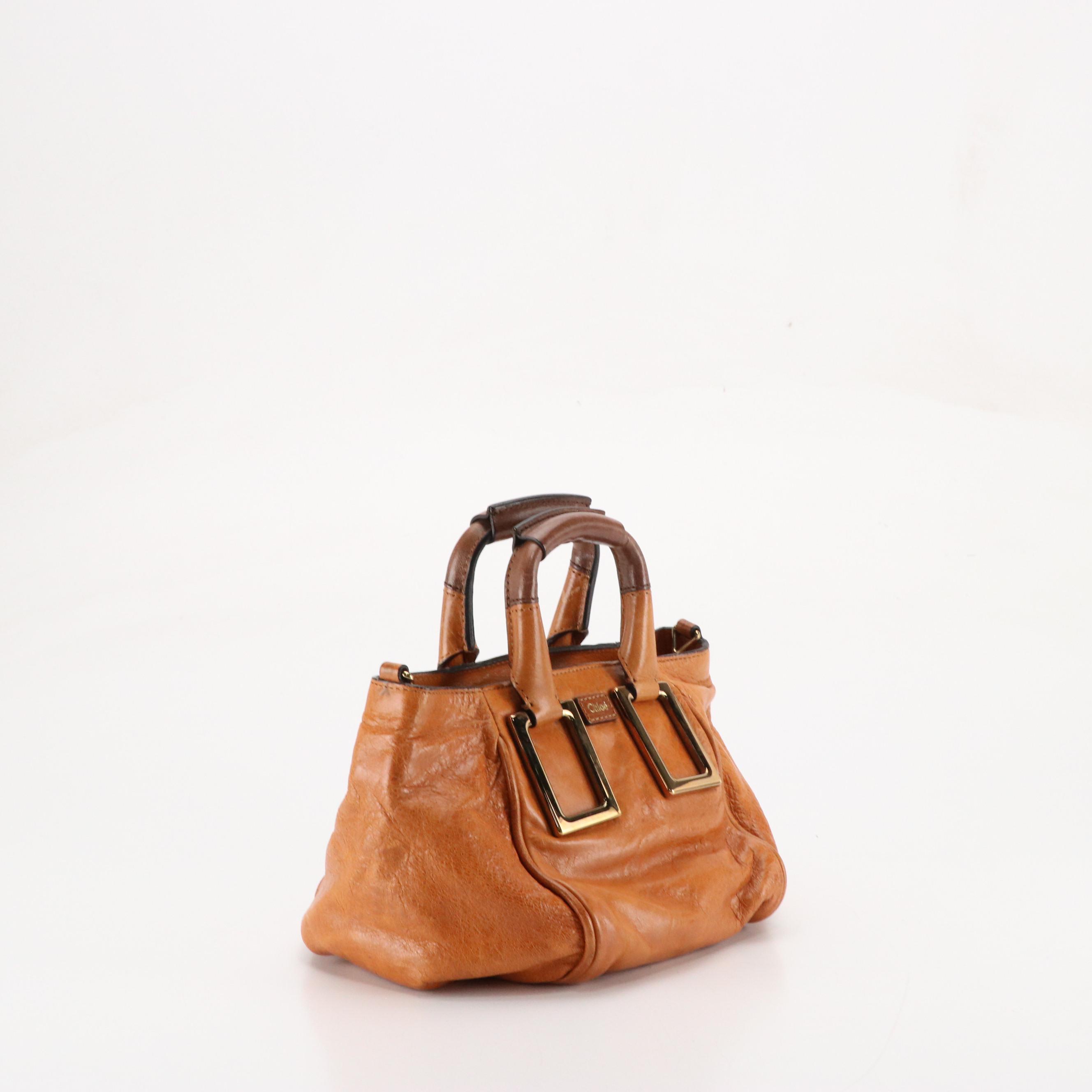 Chloé Mini Ethel Two-Way Bag in Caramel Brown Distressed Leather