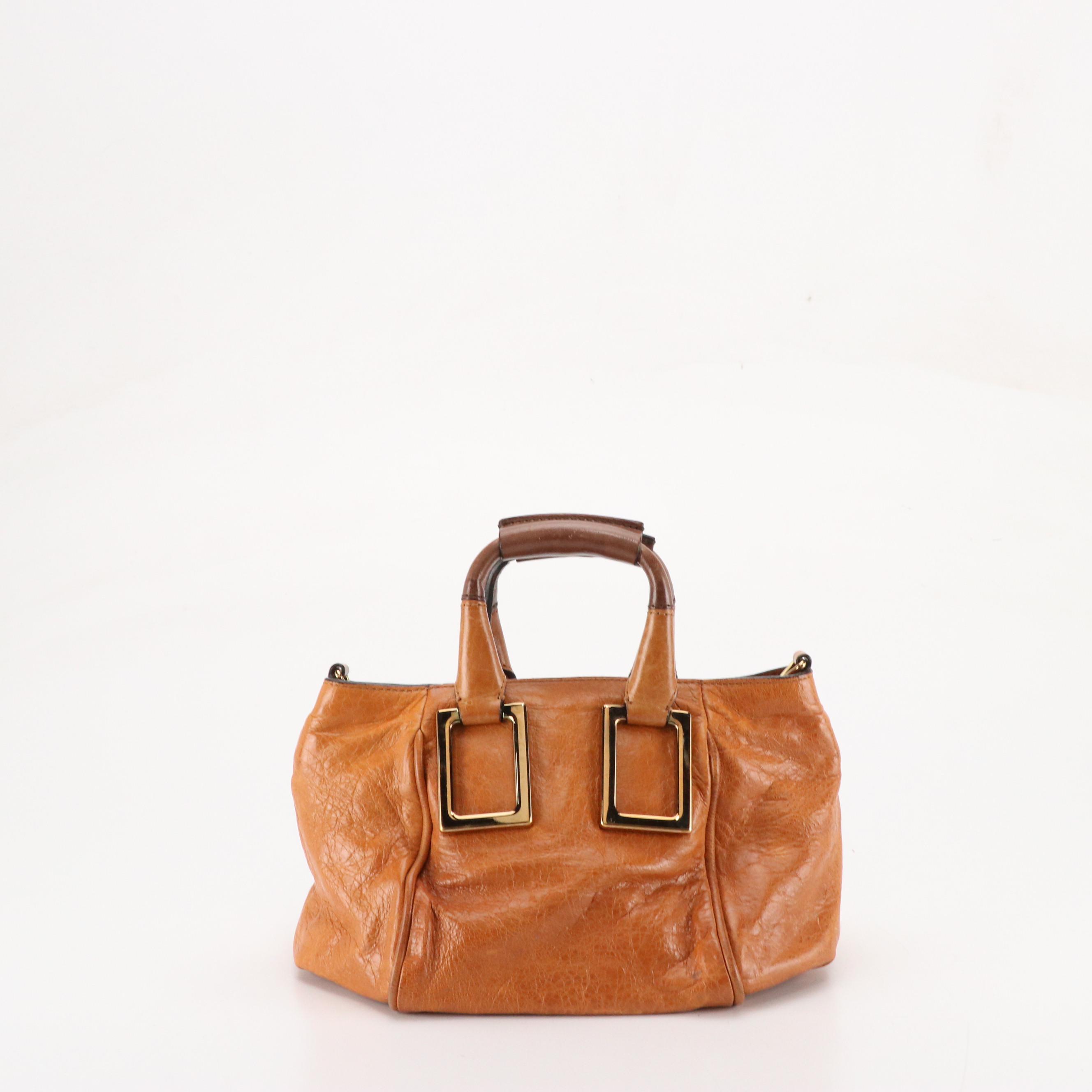 Chloé Mini Ethel Two-Way Bag in Caramel Brown Distressed Leather