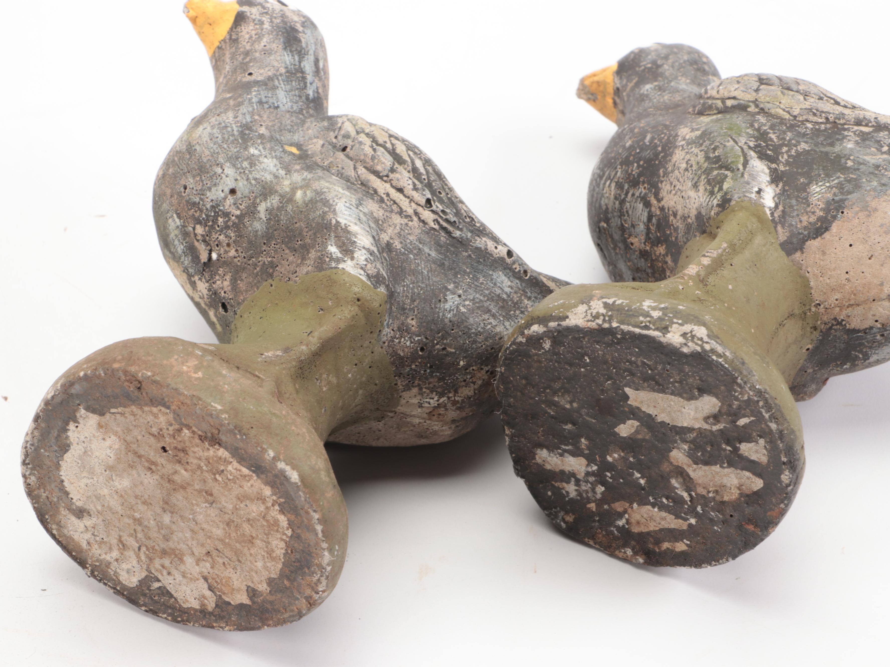 Cast and Painted Concrete Chicken with Chicks